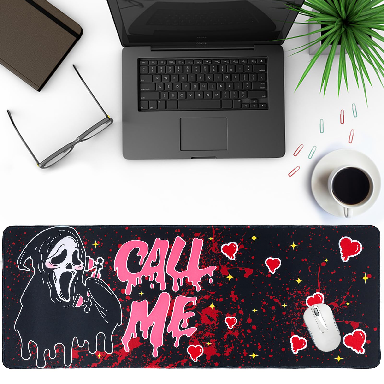 Large Gaming Mouse Pad 31.5 x 11.8 Inches - XXL Non-Slip Rubber Base Desk Mat for PC, Laptop & Office - Ultra Smooth Surface for Gaming, Work & Study - Black Ergonomic Mousepad for Comfort & Precision