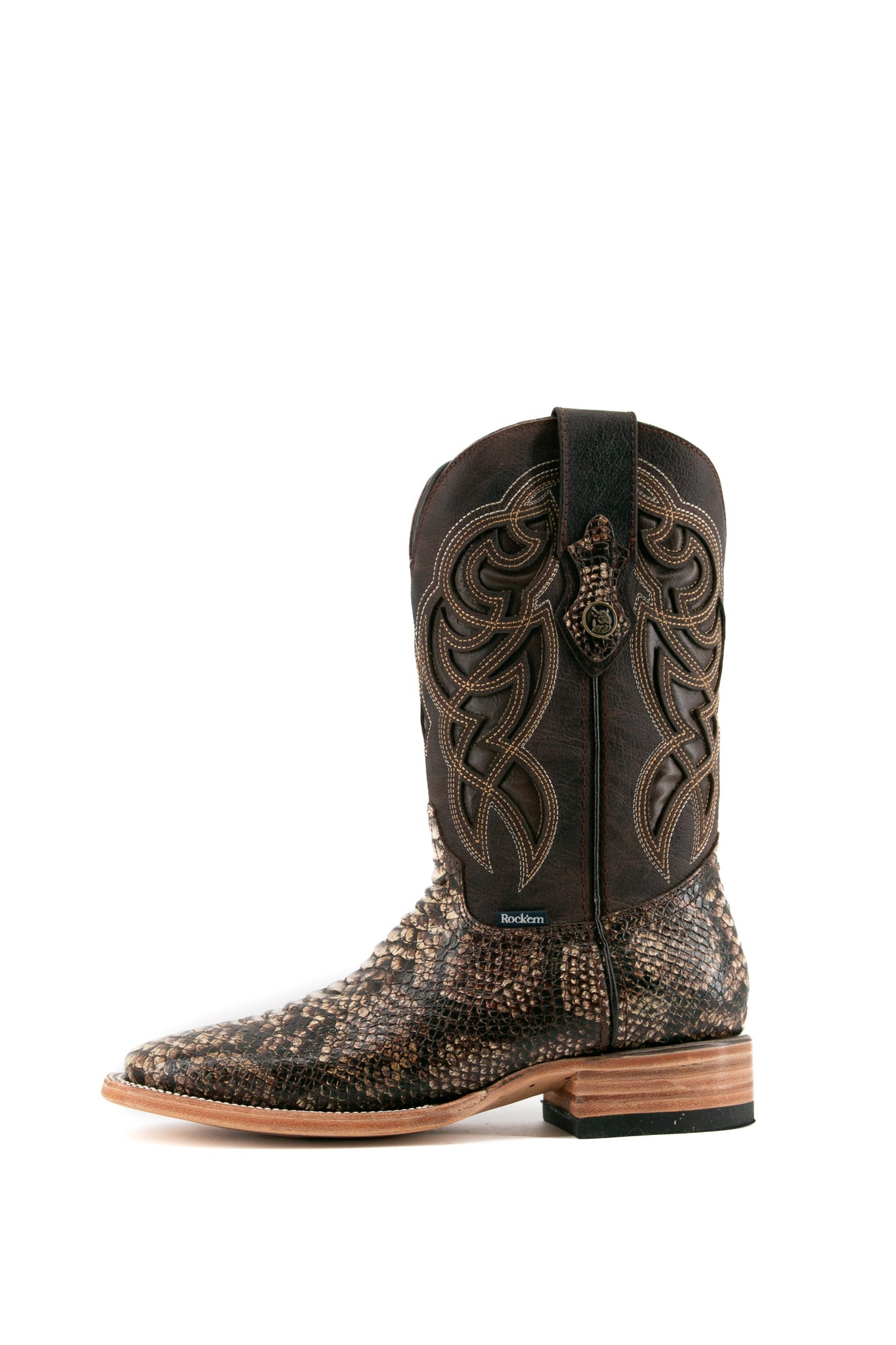 Premium Python Square Toe Cowboy Boots for Men - Western Style Leather Boots with Exotic Snake Skin - Perfect for Rodeo, Country Music Festivals & Western Fashion