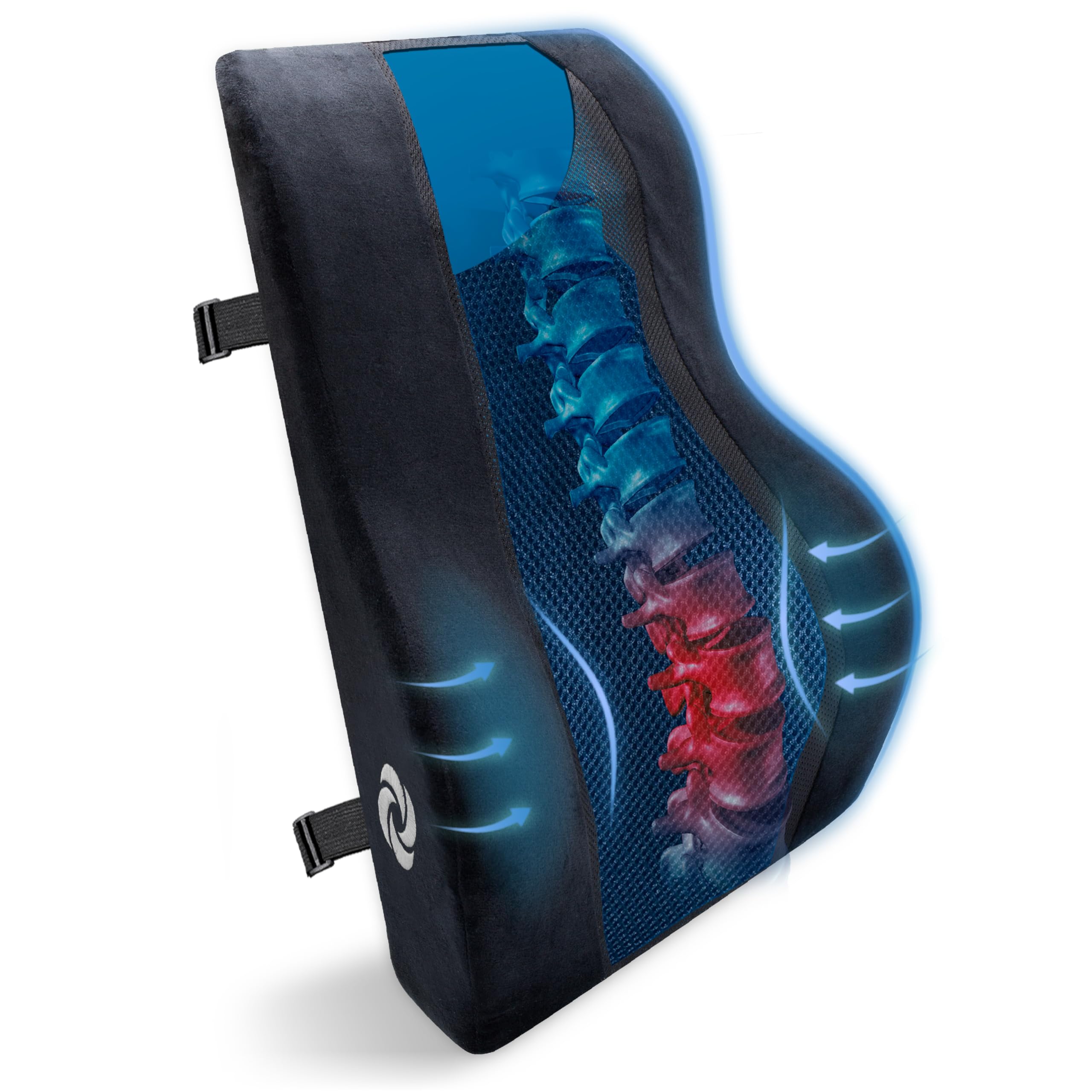 Samsonite Memory Foam Lumbar Support Pillow with Cooling Gel - Ergonomic Mid-Low Back Cushion for Office Chair & Car Seat - High Grade Orthopedic Comfort for Driving, Working & Travel - Relieves Lower Back Pain & Improves Posture