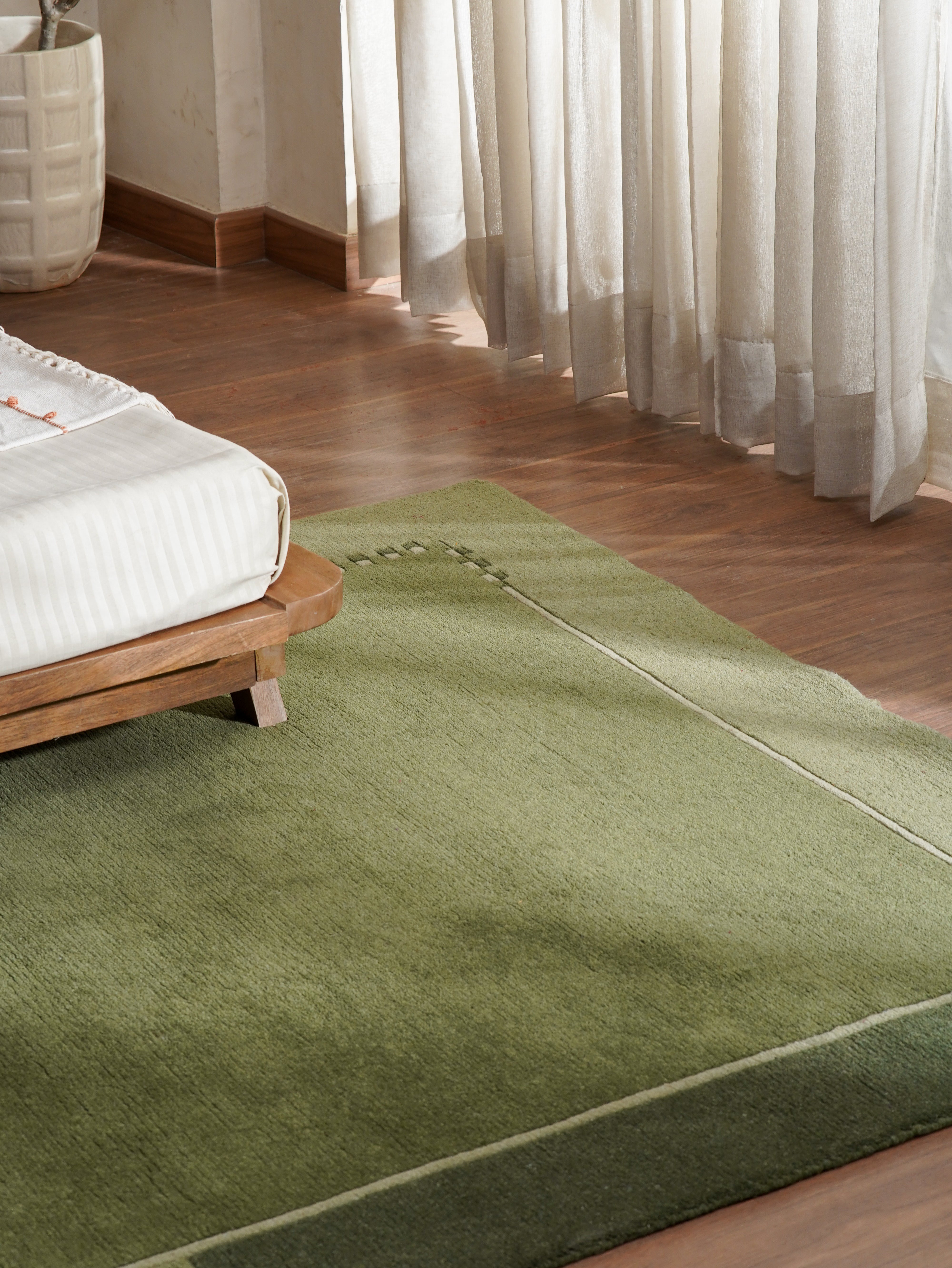 Handmade Bold Hand Knotted Wool Rug - Bohemian Style Area Rug for Living Room, Bedroom & Home Decor