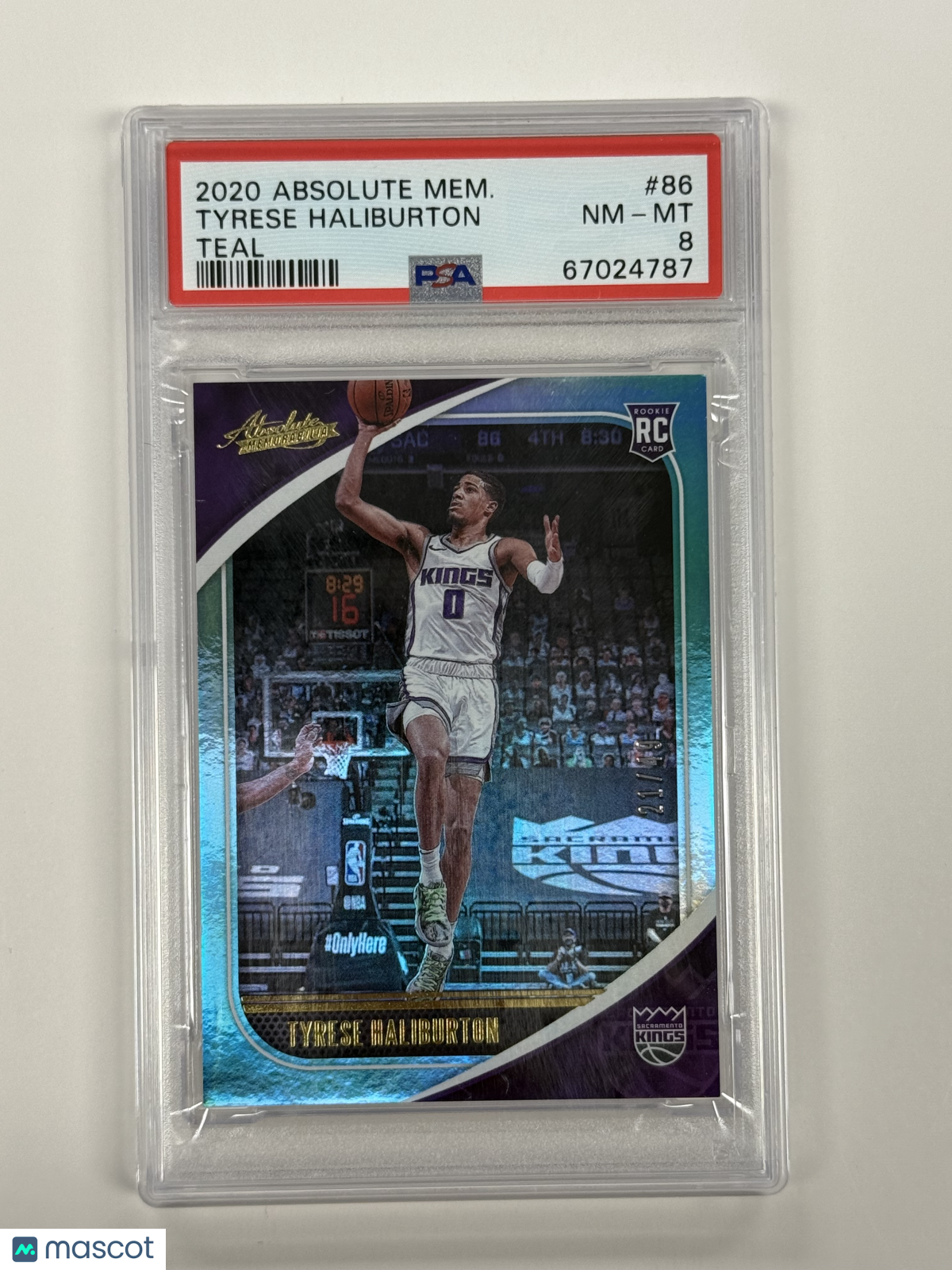 2020 Panini Absolute Memorabilia Tyrese Haliburton Teal Parallel 21/49 #86 PSA 8 Graded Basketball Card - Perfect for NBA Collectors, Sports Memorabilia Enthusiasts and Investment Portfolio