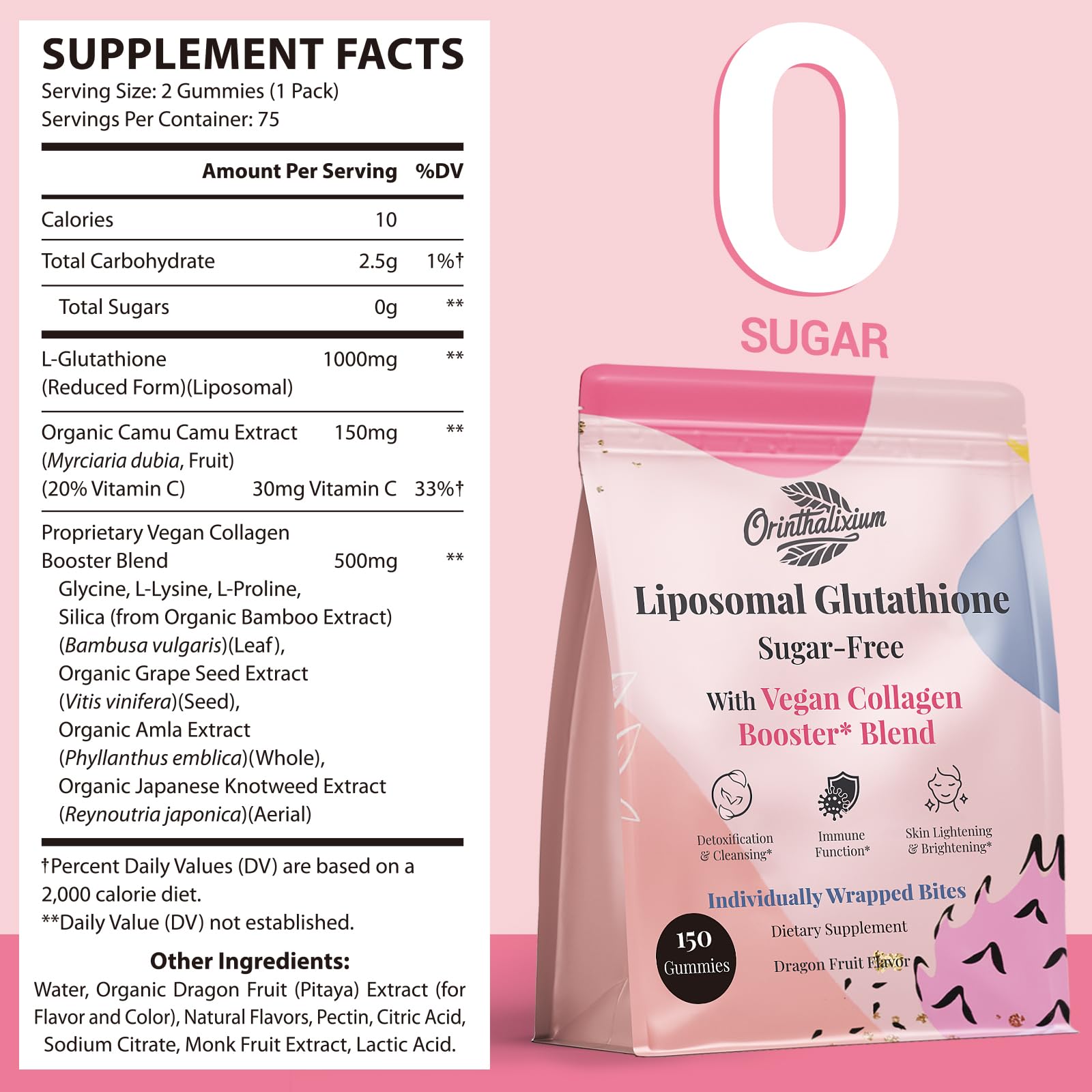 Liposomal Glutathione Gummies 1000MG - Sugar Free Antioxidant Supplement with Vitamin C & Vegan Collagen - Supports Liver Detox, Skin Health & Immune Boost - 150 Count for Daily Wellness & Beauty Routine
