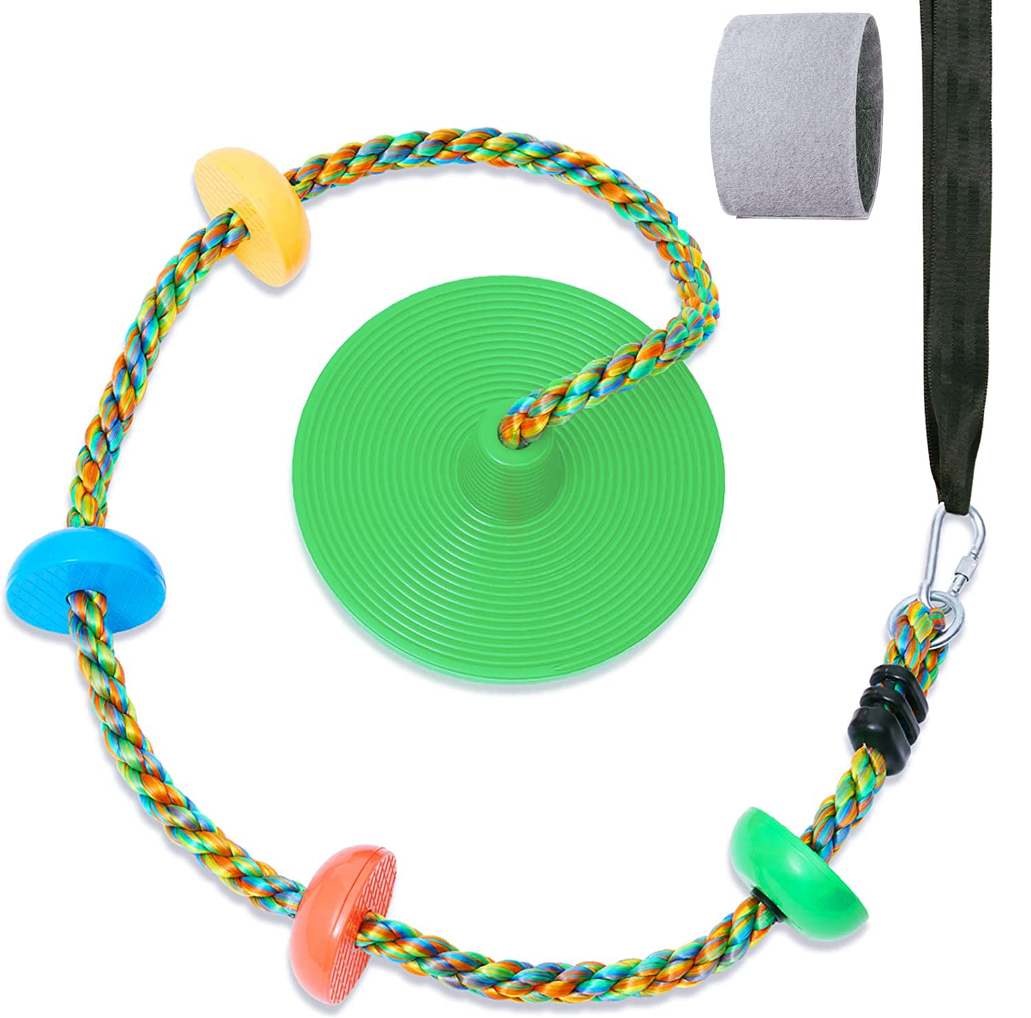 Fentin Tree Swing Set with Green Rope Disc Swing - Outdoor & Indoor Saucer Swing for Kids, Perfect Backyard Play Equipment & Birthday Gift for Boys and Girls (RS-001Green) - Great for Garden, Park, and Playground Fun