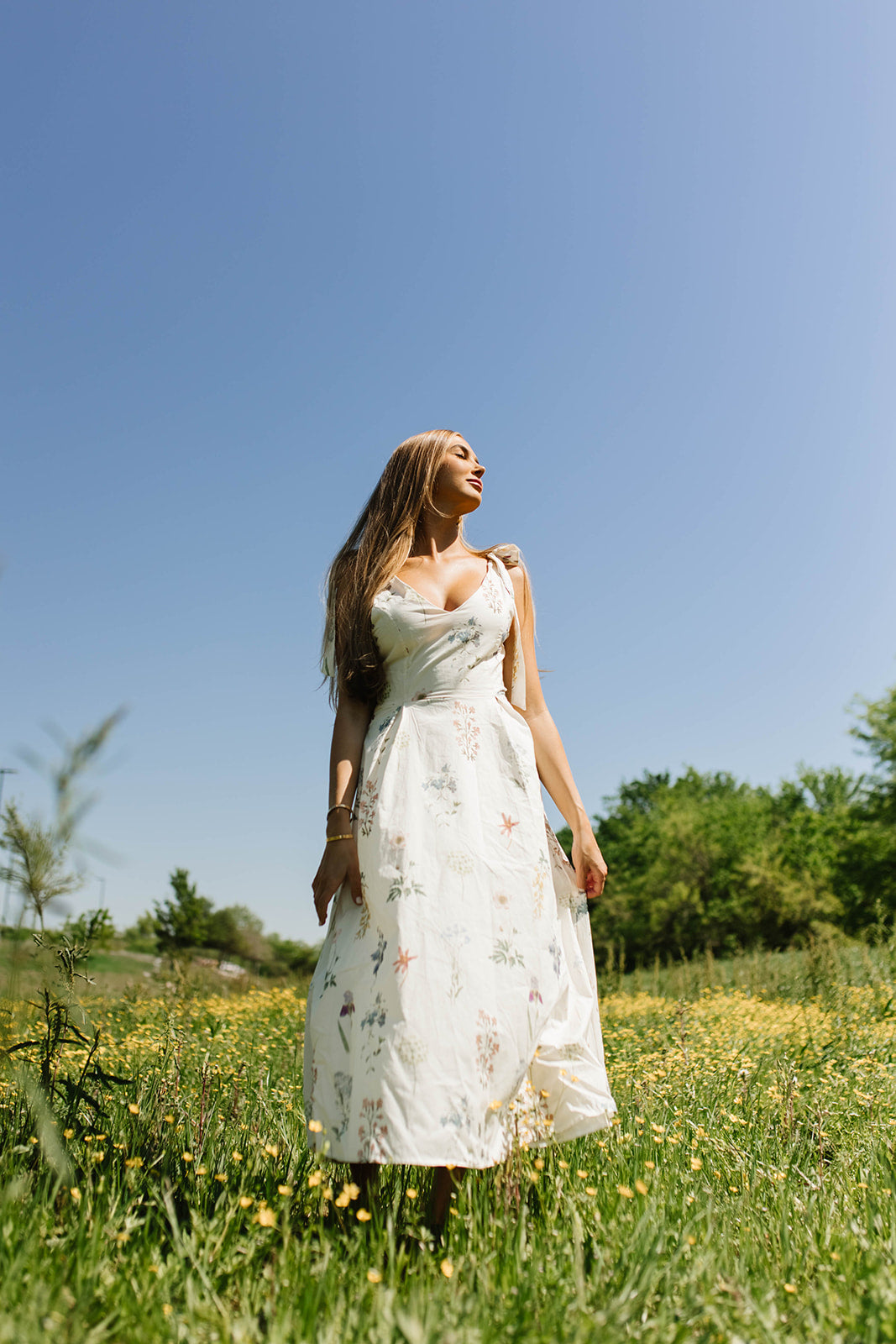 Fawna Floral Midi Dress in Cream - Elegant Floral Print Summer Dress for Women | Perfect for Weddings, Garden Parties & Date Nights