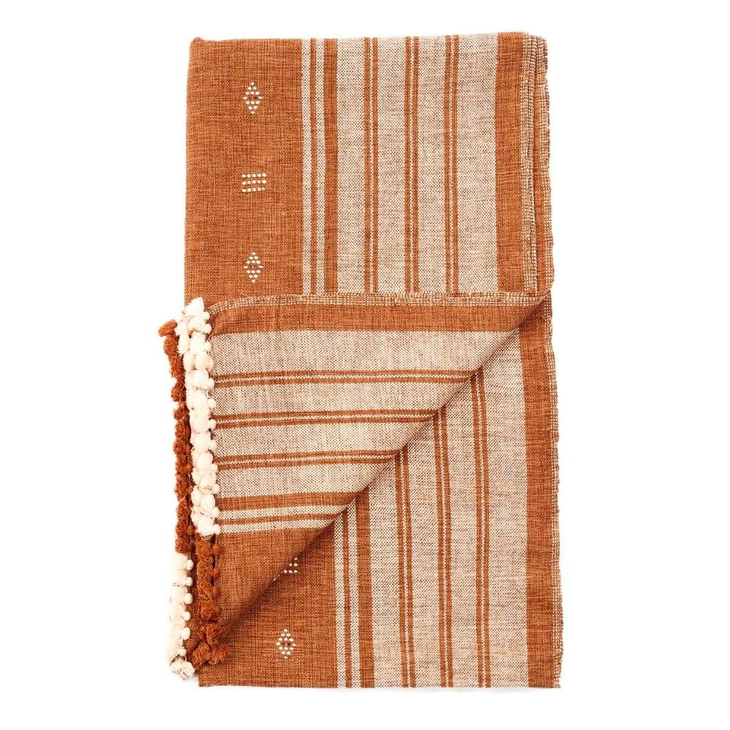 Soft Brown Reyti Organic Cotton Throw Blanket - Cozy & Eco-Friendly for Bed, Couch & Travel - Perfect for Home Decor, Gifts & Relaxation