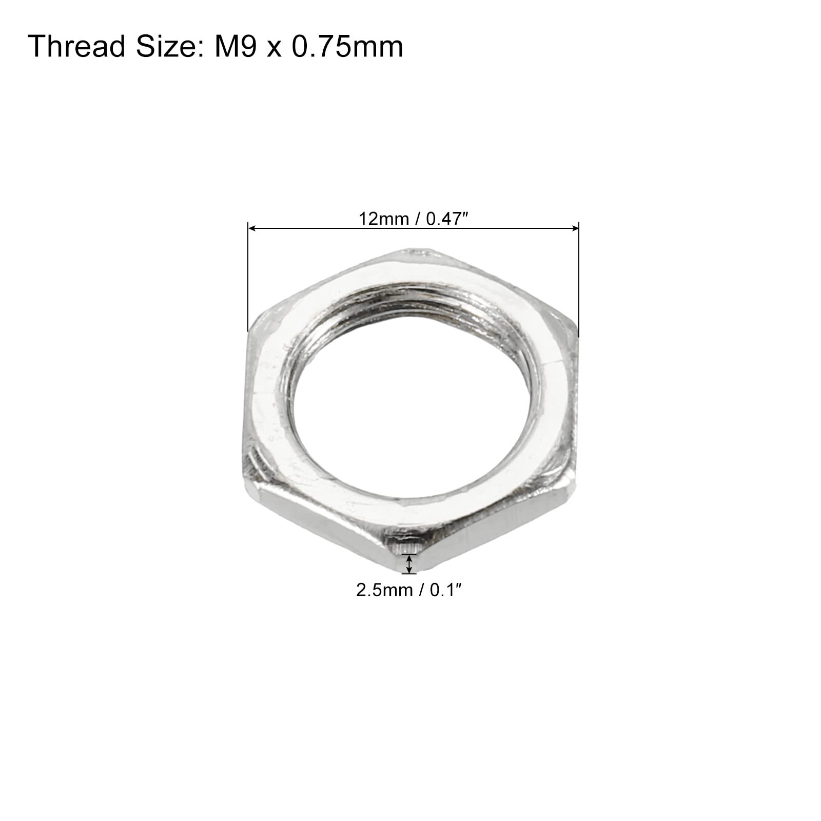 PATIKIL M9 x 0.75 Steel Hex Nuts - 30 Pack Metric Thread Zinc Plated Nuts for Bolts & Fasteners (2.5mm Height) - Ideal for Automotive, Machinery & DIY Projects