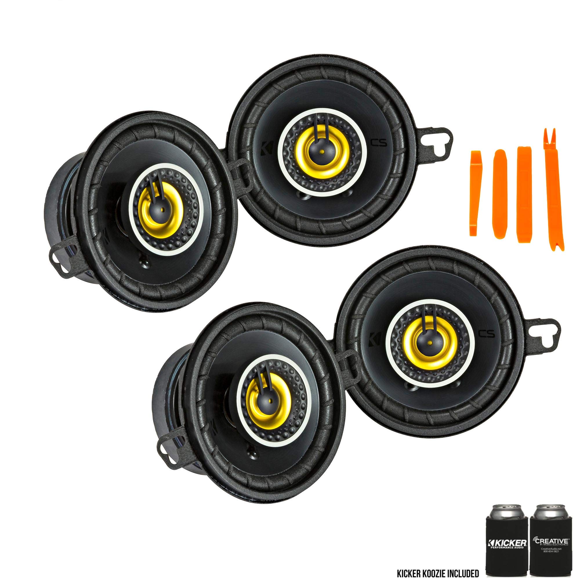 Kicker 46CSC354 - 2 Pairs of CS-Series CSC35 3.5-Inch (89mm) 4-Ohm Coaxial Car Speakers - Perfect for Car Audio Upgrade, Boat Stereo System & Home Theater Setup