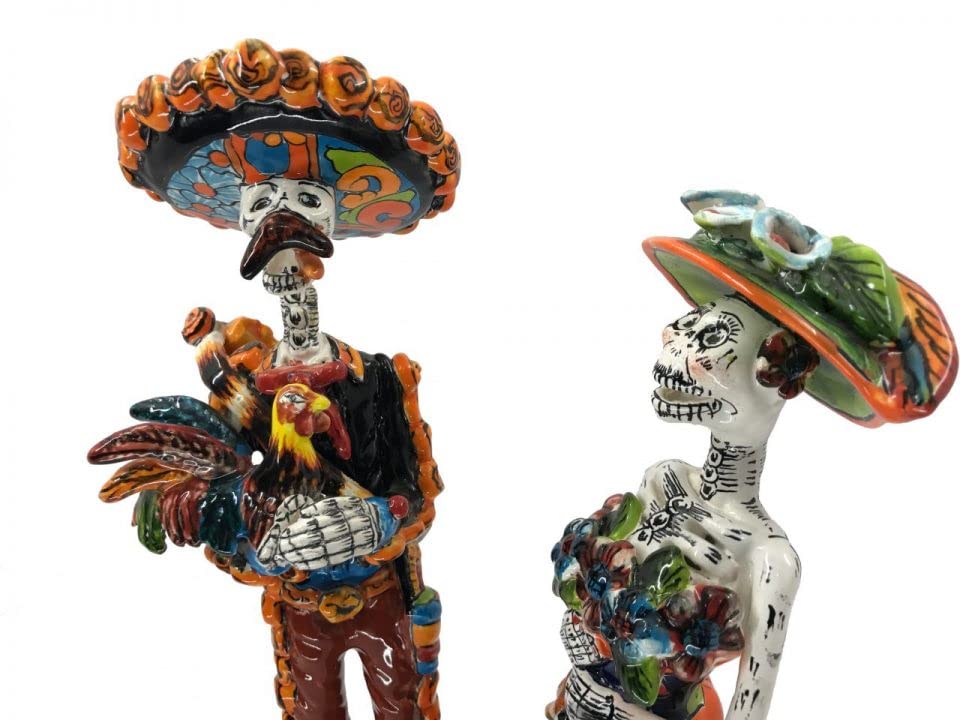 Authentic La Catrina Ceramic Figurines - Handcrafted Mexican Day of the Dead Decor - Perfect for Home Altars, Halloween Decorations & Cultural Displays