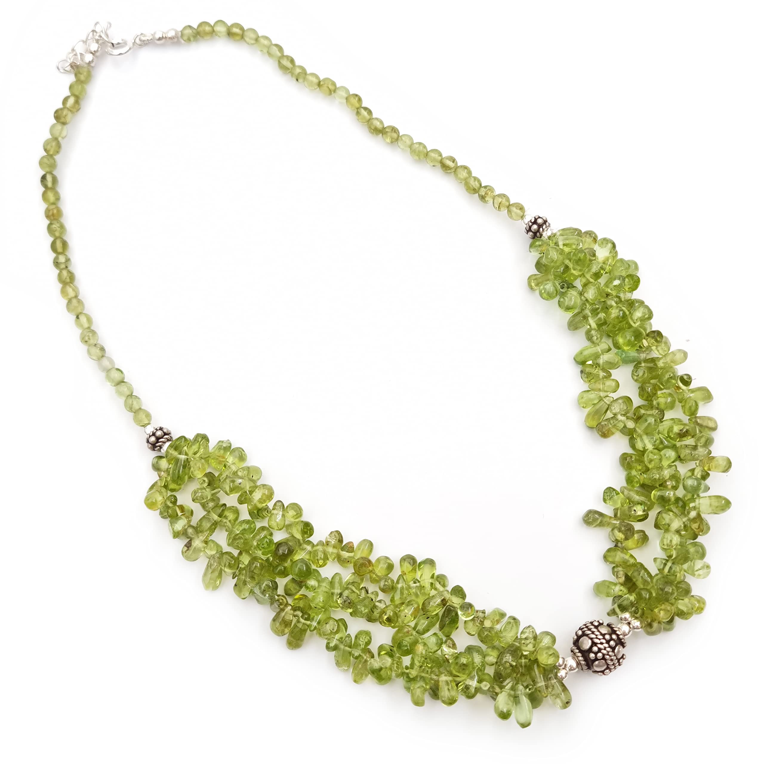 Green Peridot Necklace - Sterling Silver Teardrop Beads Jewelry for Women | August Birthstone Gift for Her | Perfect for Birthday, Anniversary & Special Occasions