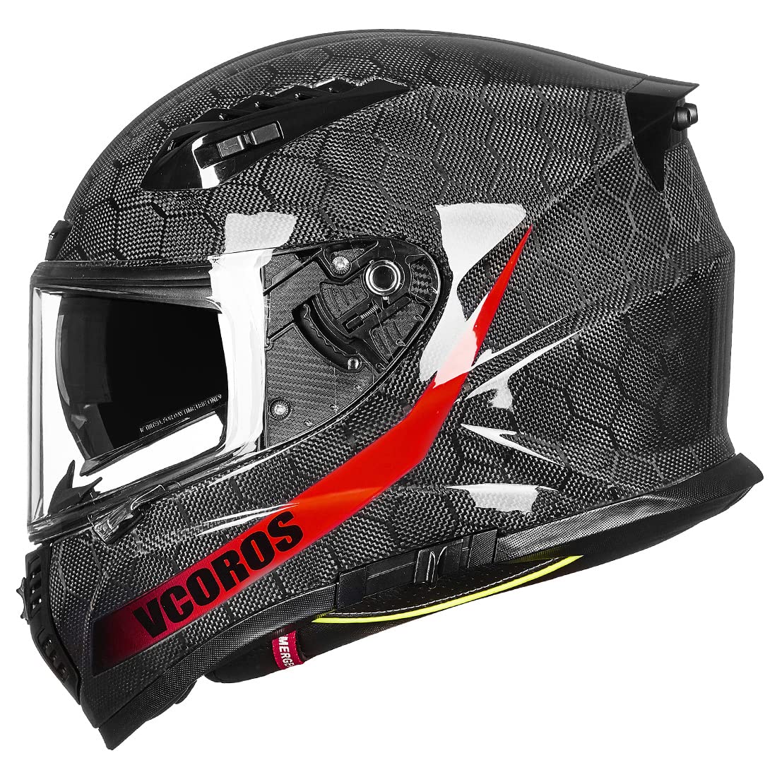 VCOROS DOT Approved Carbon Fiber Full Face Motorcycle Helmet FA-602 with Dual Visor - Mountain Racing & Street Bike ATV Helmet for Men & Women (Hexagon Carbon Fiber Graphic, XXL) - Perfect for Highway Cruising, Off-Road Adventures and Urban Commuting