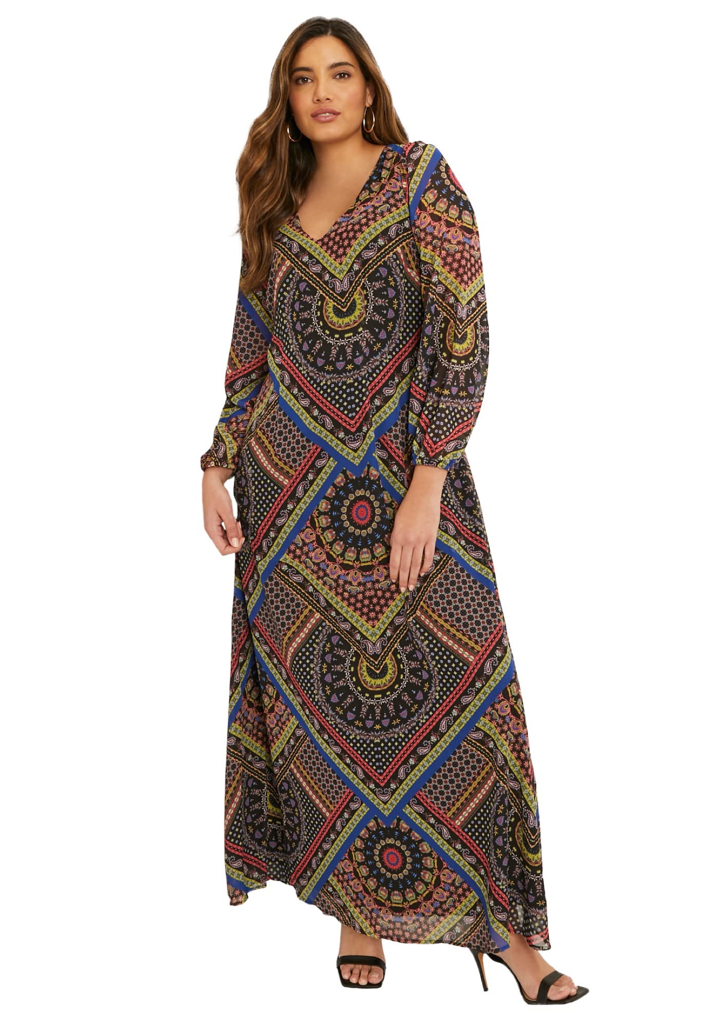 Plus Size Chiffon Maxi Dress for Women - Elegant Flowy Long Dress for Summer, Beach, Weddings & Special Occasions
