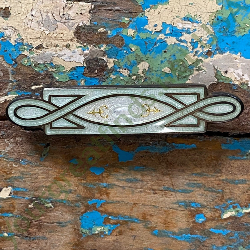 Vintage Sterling Silver Guilloche Enamel Bar Pin - Elegant Antique Jewelry for Women - Perfect for Blazers, Scarves & Special Occasions