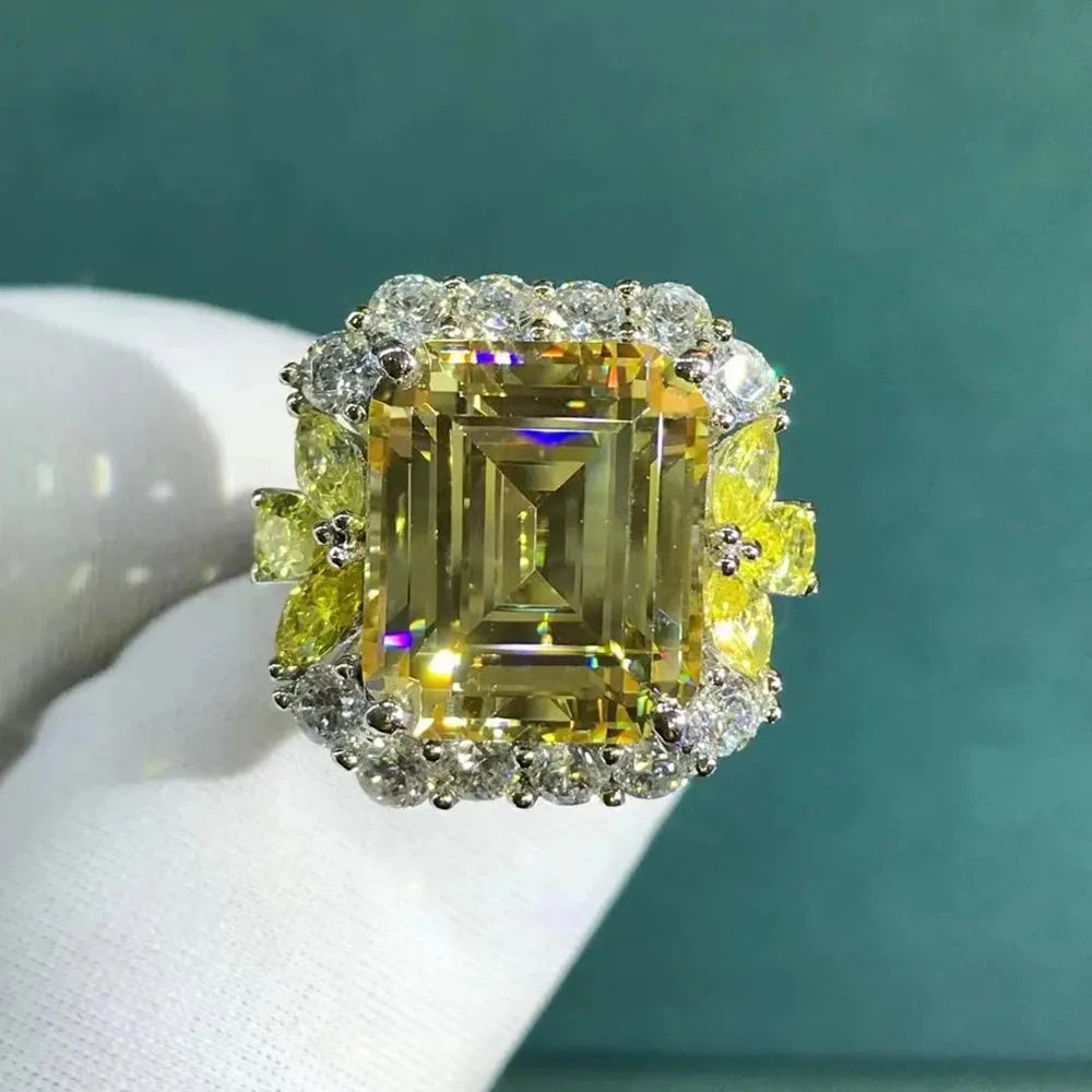 WUIHA 925 Sterling Silver 3EX Emerald Cut 6CT VVS Pink Sapphire Synthetic Moissanite Ring for Women | Elegant Gift for Anniversary, Engagement & Wedding | Drop Shipping Available