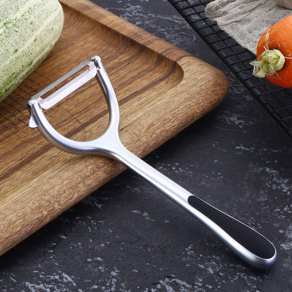 Stainless Steel Vegetable Peeler with Ergonomic Handle - Professional Y Peeler for Potatoes, Carrots, Fruits & Vegetables - Includes Potato Eye Remover - Perfect for Kitchen, Cooking, Meal Prep & Food Preparation