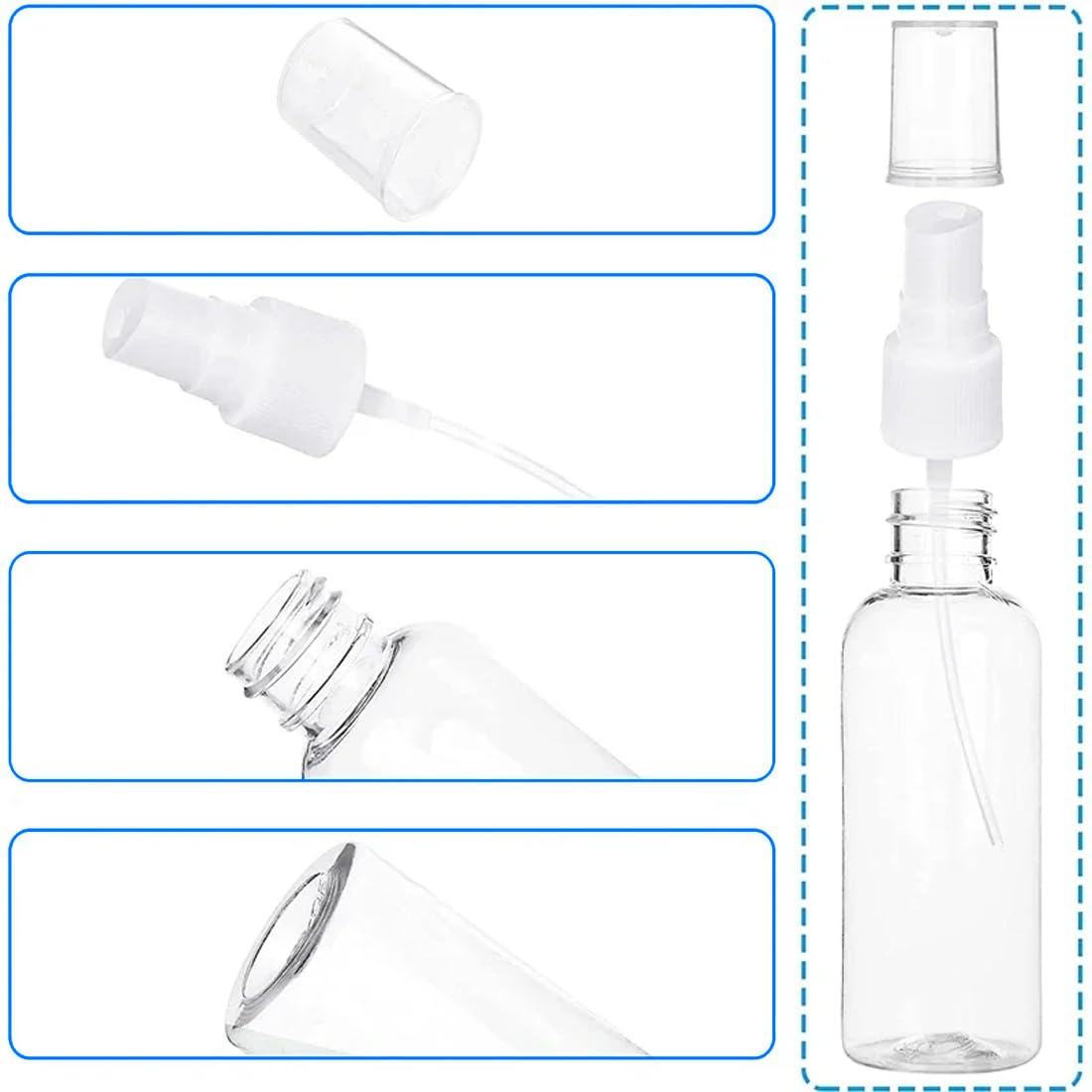 6-Pack 20ml Empty Spray Bottles for Perfume, Lotion & Shampoo - Refillable Travel-Size Plastic Atomizer Bottles with Fine Mist Sprayer - Perfect for DIY Beauty Products, Essential Oils & Hair Care