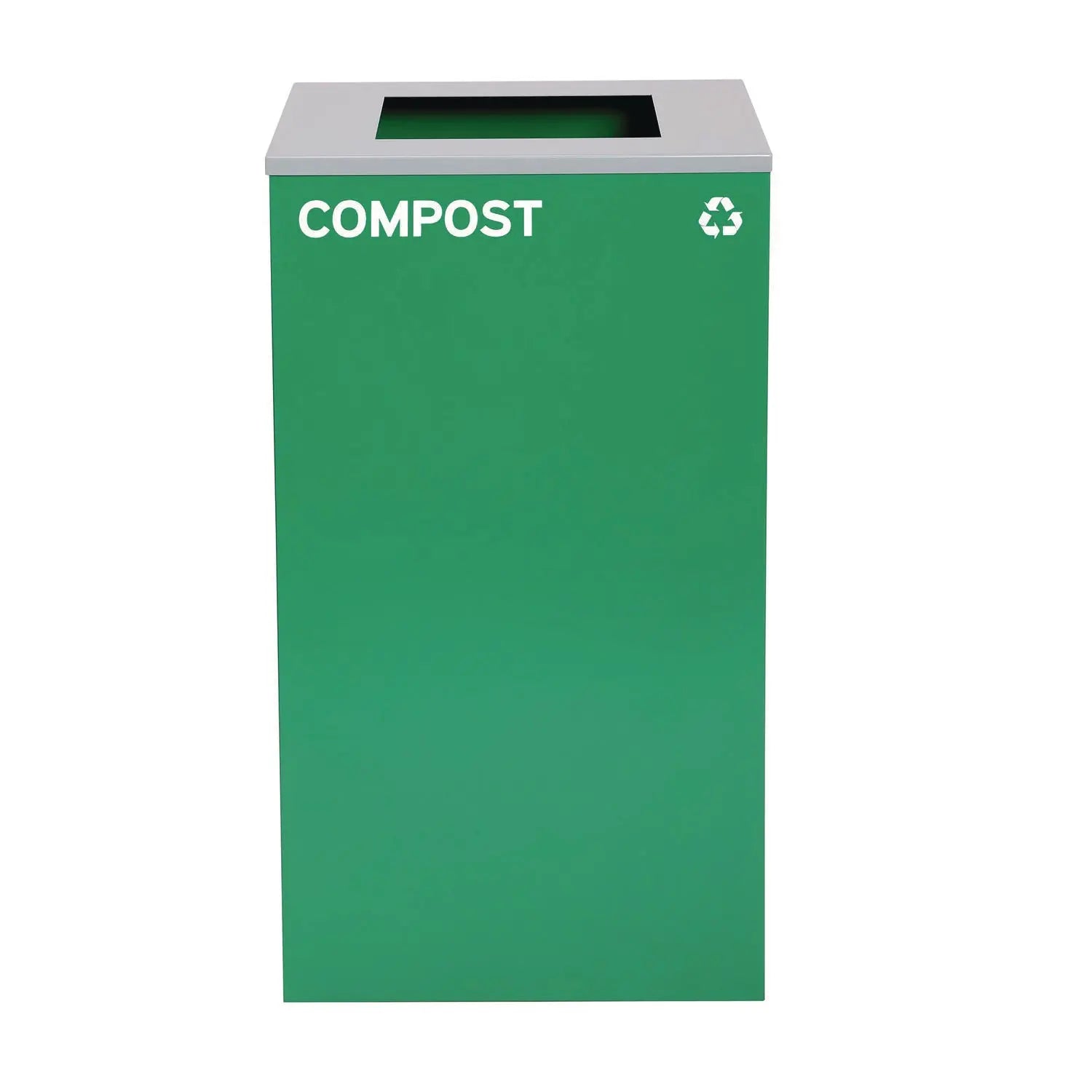 Alpine Industries 29 Gallon Trash & Recycling Cans Set - Steel Waste Bins with Square Lids (Blue Recycling, Green Compost, Black Trash) for Kitchen, Office & Outdoor Use