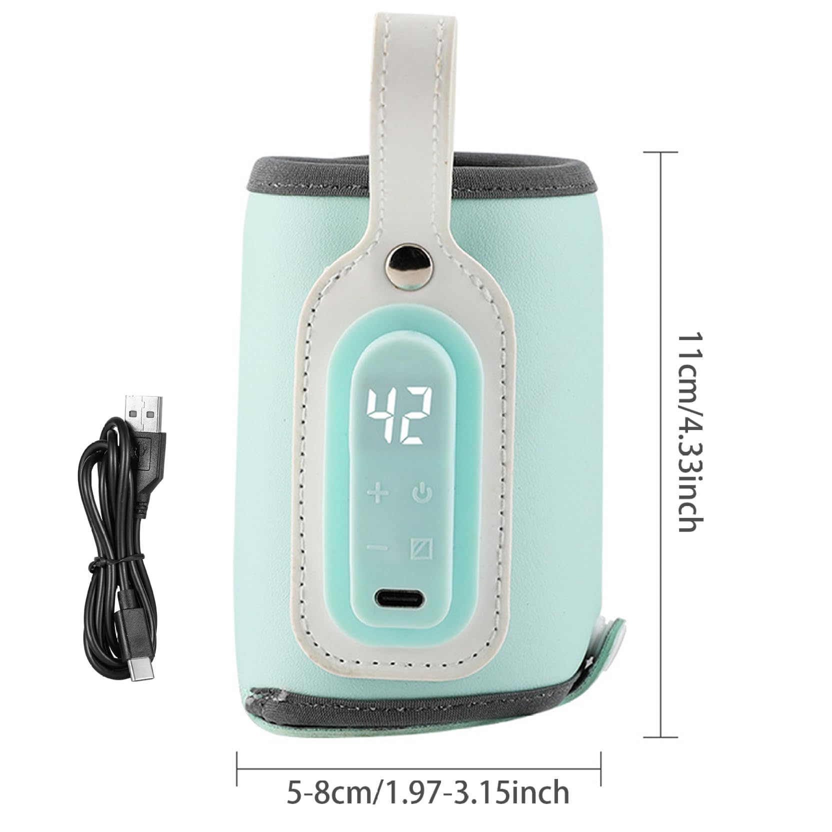 USB Baby Bottle Warmer - 21W Fast Heating Portable Bottle Insulation Cover for Breastmilk & Formula - Perfect for Travel, On-the-Go & Home Use