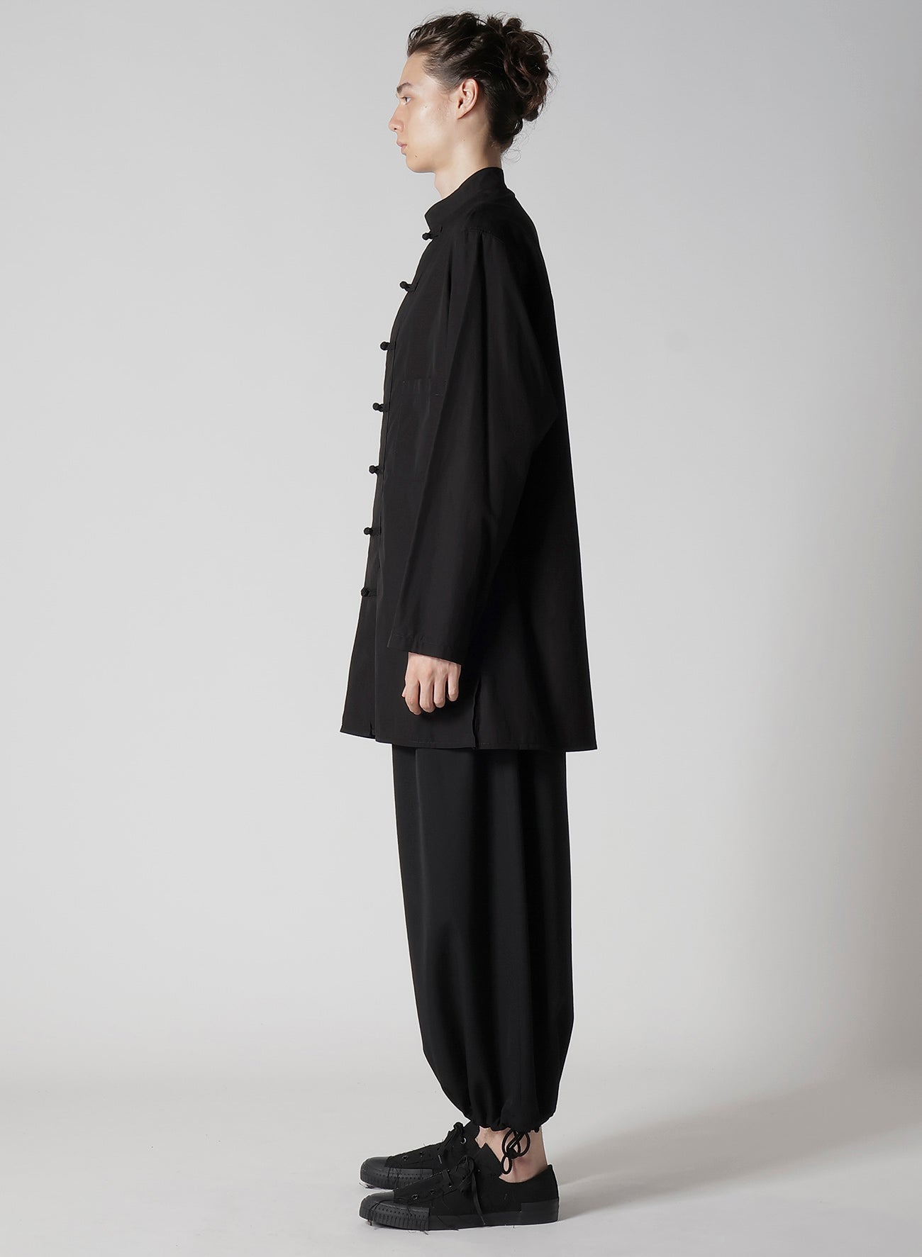 Chain Stitch Broad Mandarin Collar Blouse - Elegant Asian-Inspired Women's Top for Casual Wear, Office & Special Occasions