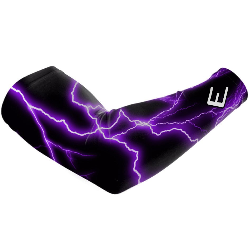 Purple Lightning Arm Sleeves for Sports & Outdoor Activities - UV Protection Compression Sleeves for Basketball, Running, Cycling & Fitness