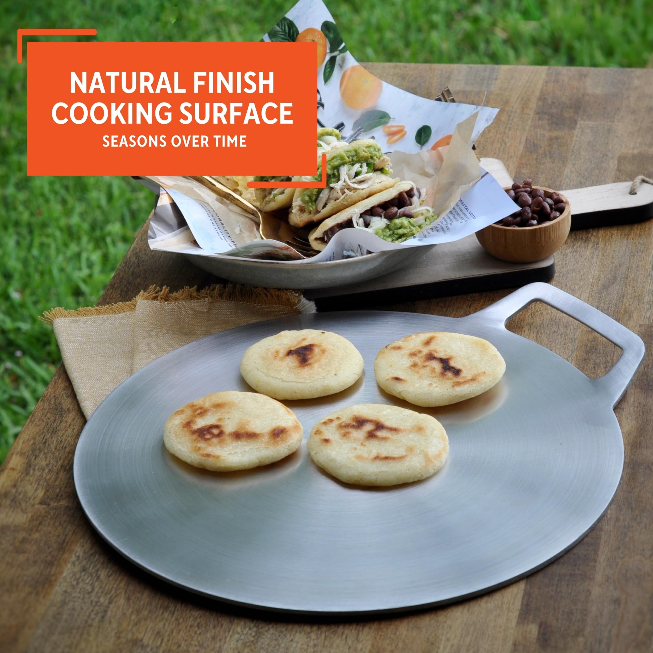 IMUSA 14-Inch Aluminum Budare Griddle - Authentic Latin American Flatbread & Arepa Maker - Perfect for Home Cooking, Camping & Outdoor BBQs