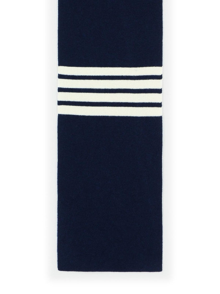 Luxury 4 Bar Navy Blue Cashmere Scarf for Men & Women - Soft Winter Wrap, Perfect for Cold Weather & Fashion Accessories