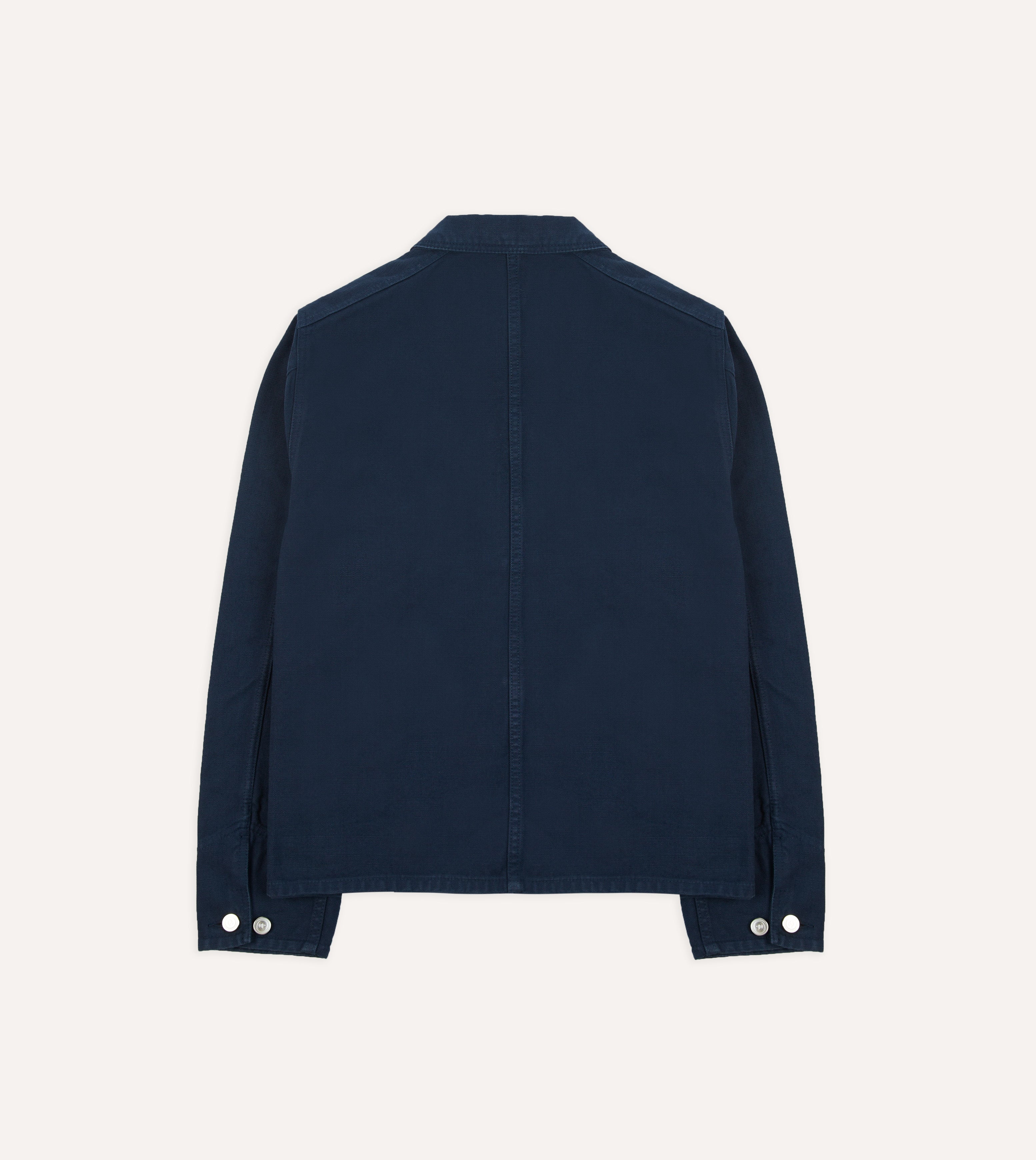 Durable Navy Cotton Canvas Work Jacket for Men - Heavy Duty Utility Jacket with Multiple Pockets - Perfect for Construction, Outdoor Work & Casual Wear