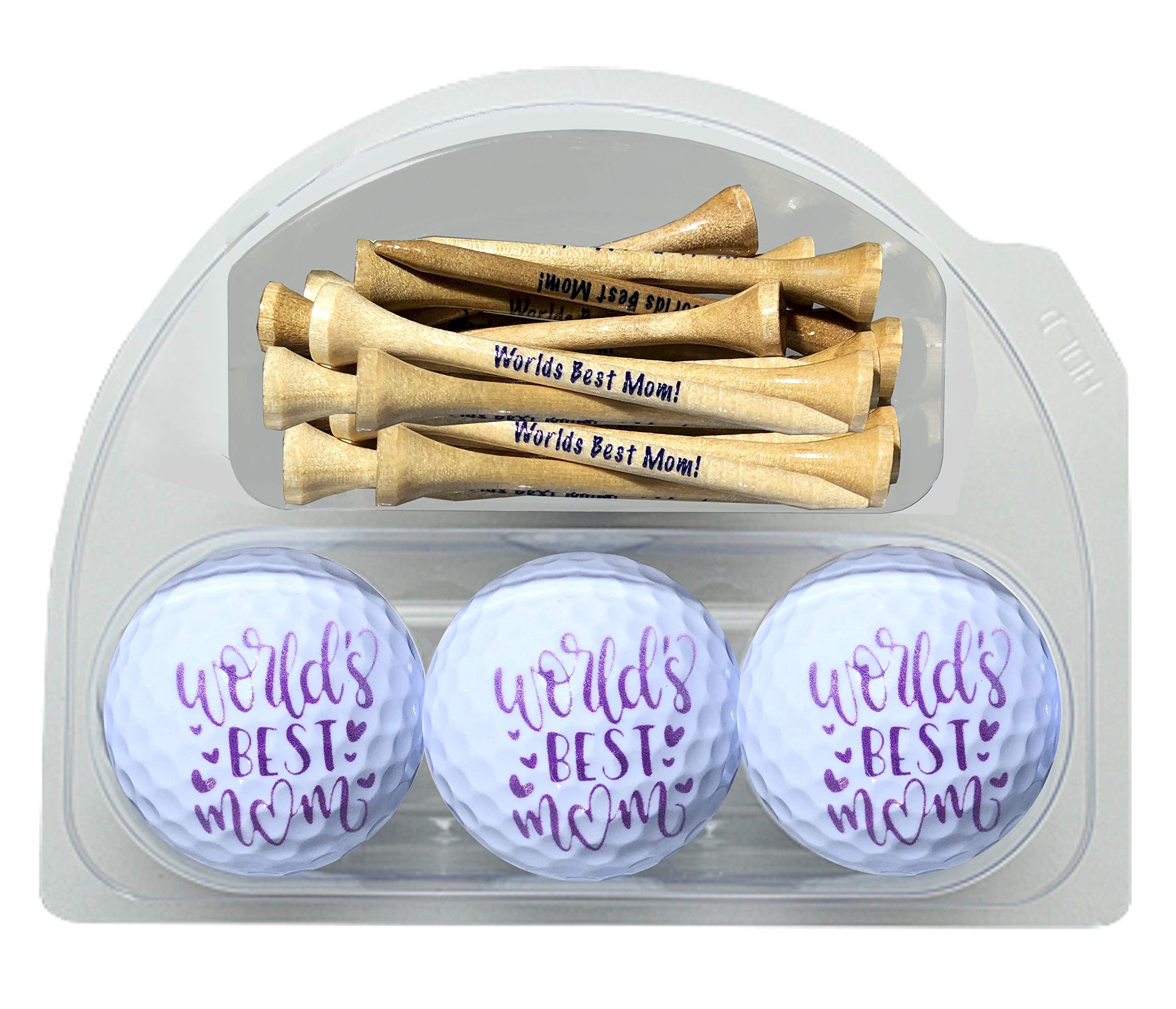 Best Mom Golf Gift Set - 3 Personalized Golf Balls & 20 Tees - Perfect for Mother's Day, Birthday & Special Occasions