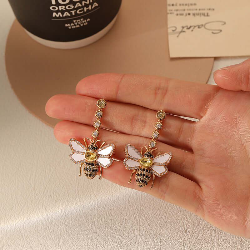 925 Sterling Silver Bee Earrings for Women - Dainty Floral Jewelry Gift (DMS342) | Perfect for Everyday Wear, Parties & Special Occasions
