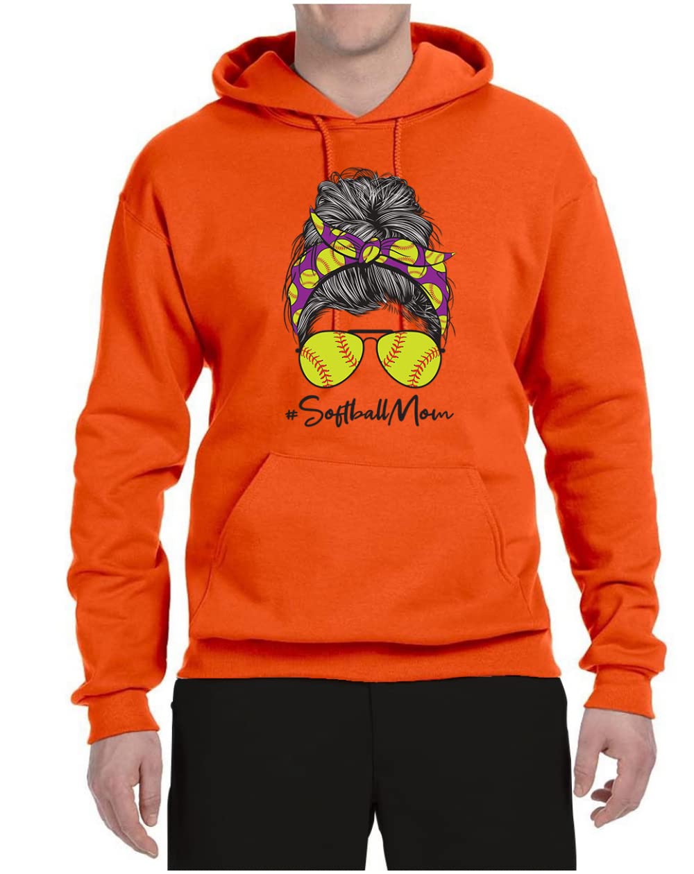 Wild Bobby Messy Bun Softball Mom Hoodie - Unisex Game Day Sweatshirt for Sports Lovers | Perfect for Mother's Day Gifts, Team Spirit & Casual Wear | Softball Mom Life, Baseball Games & Everyday Comfort