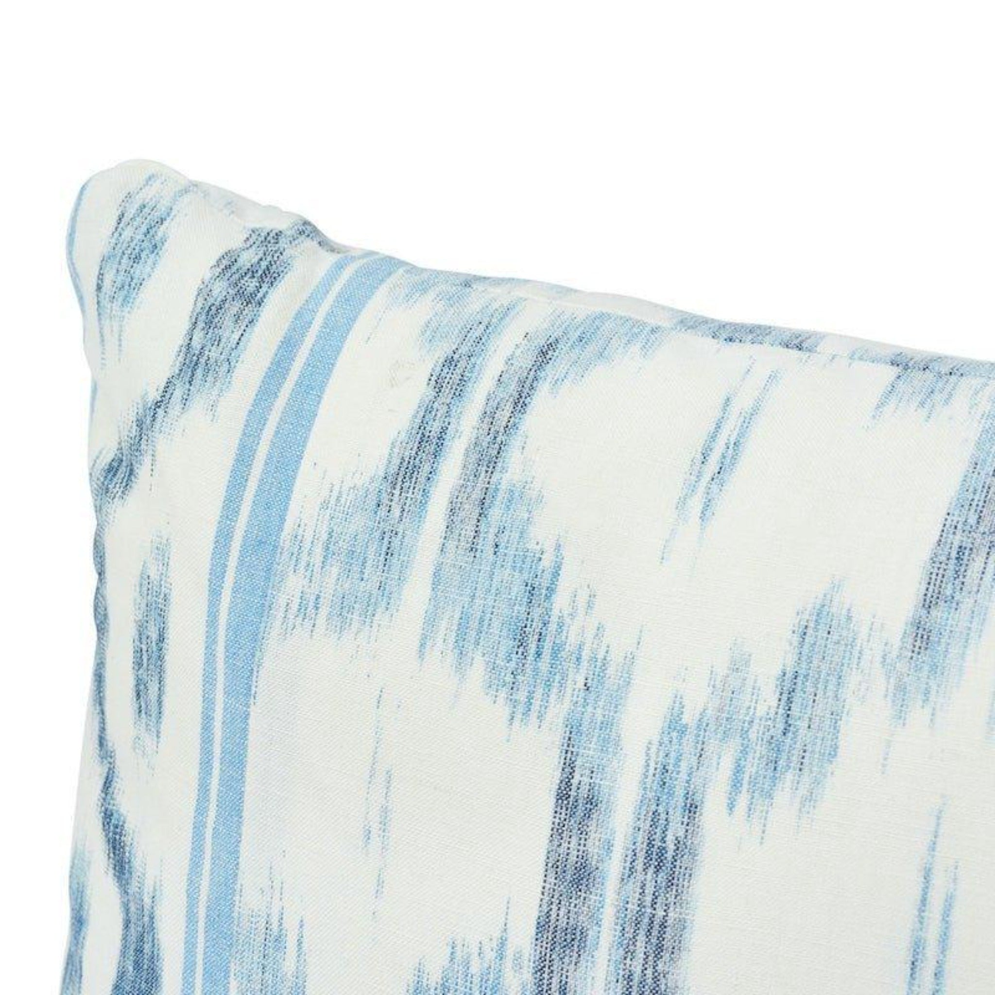 Blue & White Santa Monica Ikat Lumbar Throw Pillow - Decorative Boho Chic Cushion for Sofa, Bed & Home Decor - Perfect for Living Room, Bedroom & Nursery Accents