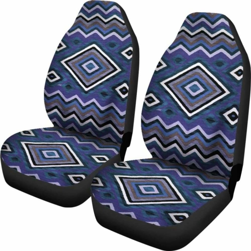 Premium Blue Aztec Print Car Seat Covers - Universal Fit for Cars, Trucks & SUVs - Durable & Stylish Interior Upgrade for Road Trips & Daily Commutes