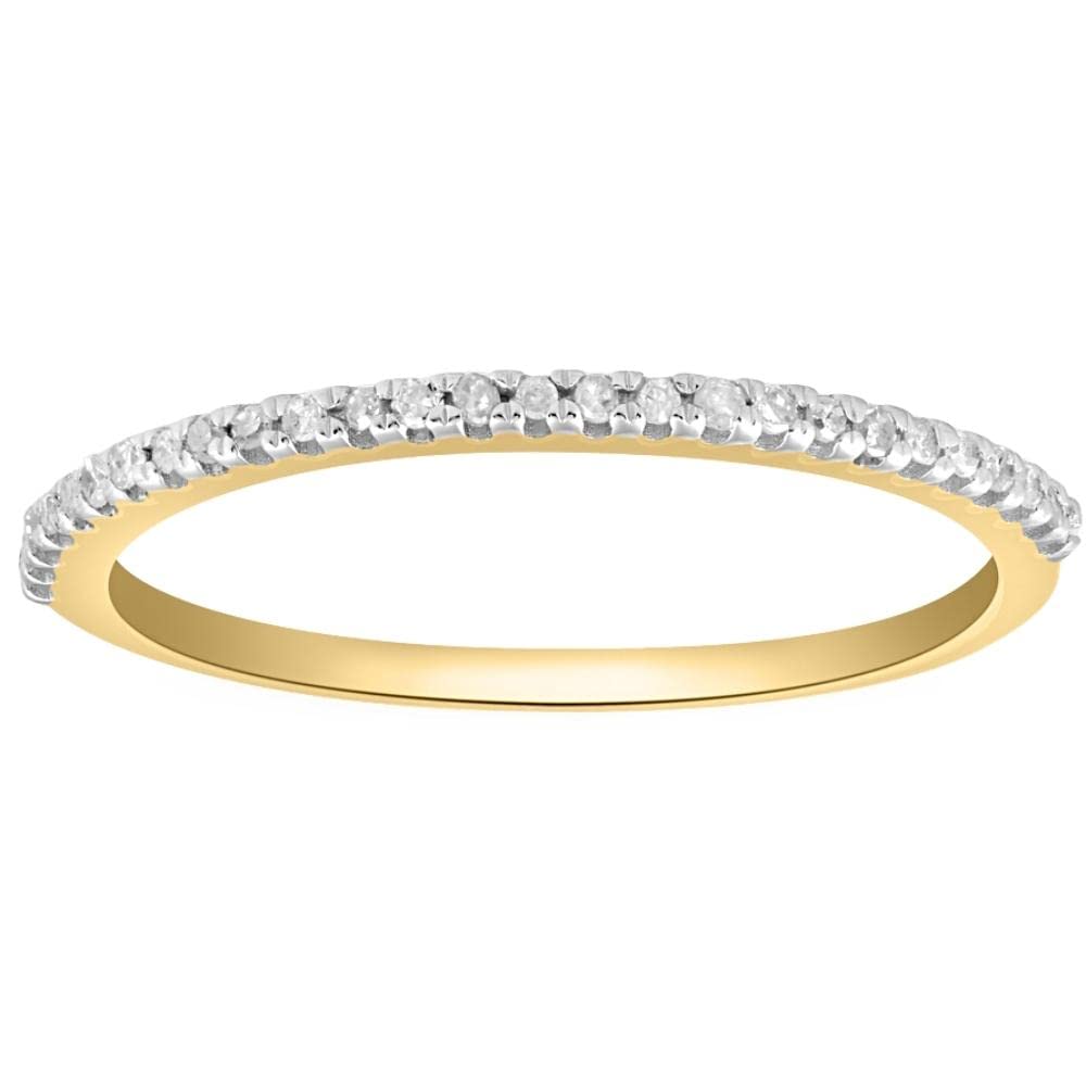 14K Yellow Gold Diamond Wedding Ring for Women - Stackable Anniversary Band, Elegant Bridal Jewelry for Engagement, Proposal & Special Occasions