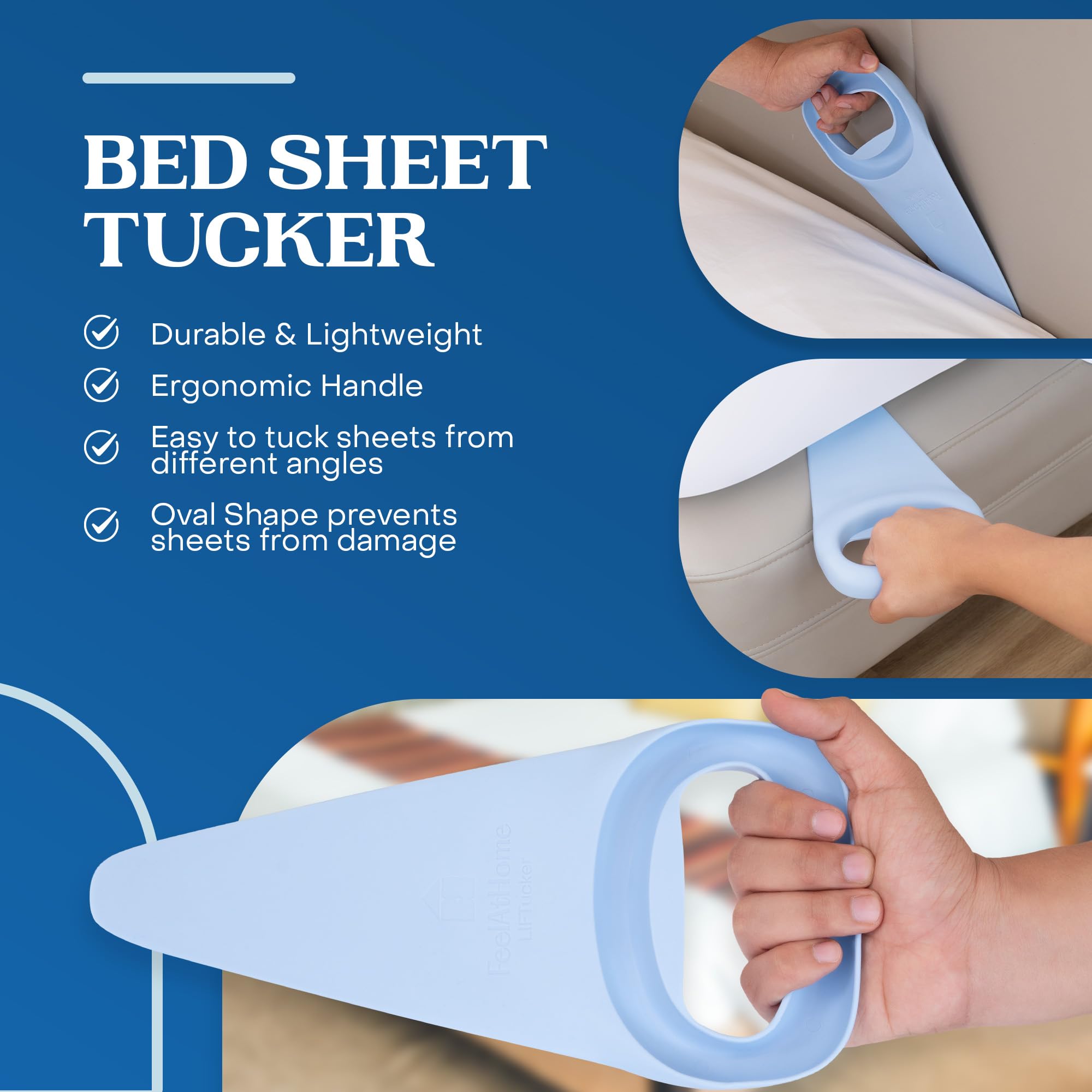 2-in-1 Bed Maker & Mattress Lifter - FeelAtHome Bed Sheet Tucker Tool for Easy Bed Making - Lift & Hold Mattress While Changing Sheets - Perfect for Fitted & Flat Sheets - Ideal for Seniors, Hotels & Home Use