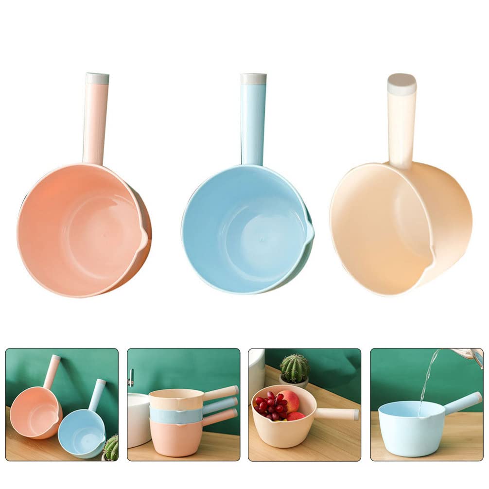 3-Piece Plastic Water Ladle Set - Long Handle Kitchen Scoop for Cooking, Serving & Measuring - Ideal for Soup, Stew, Cereal & Pet Food - Durable Household Kitchen Gadgets & Supplies