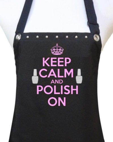 Waterproof Polyurethane Nail Technician Apron - Durable & Comfortable for Manicurists | Keep Calm Polish On | Ideal for Salon, Spa & Home Nail Care
