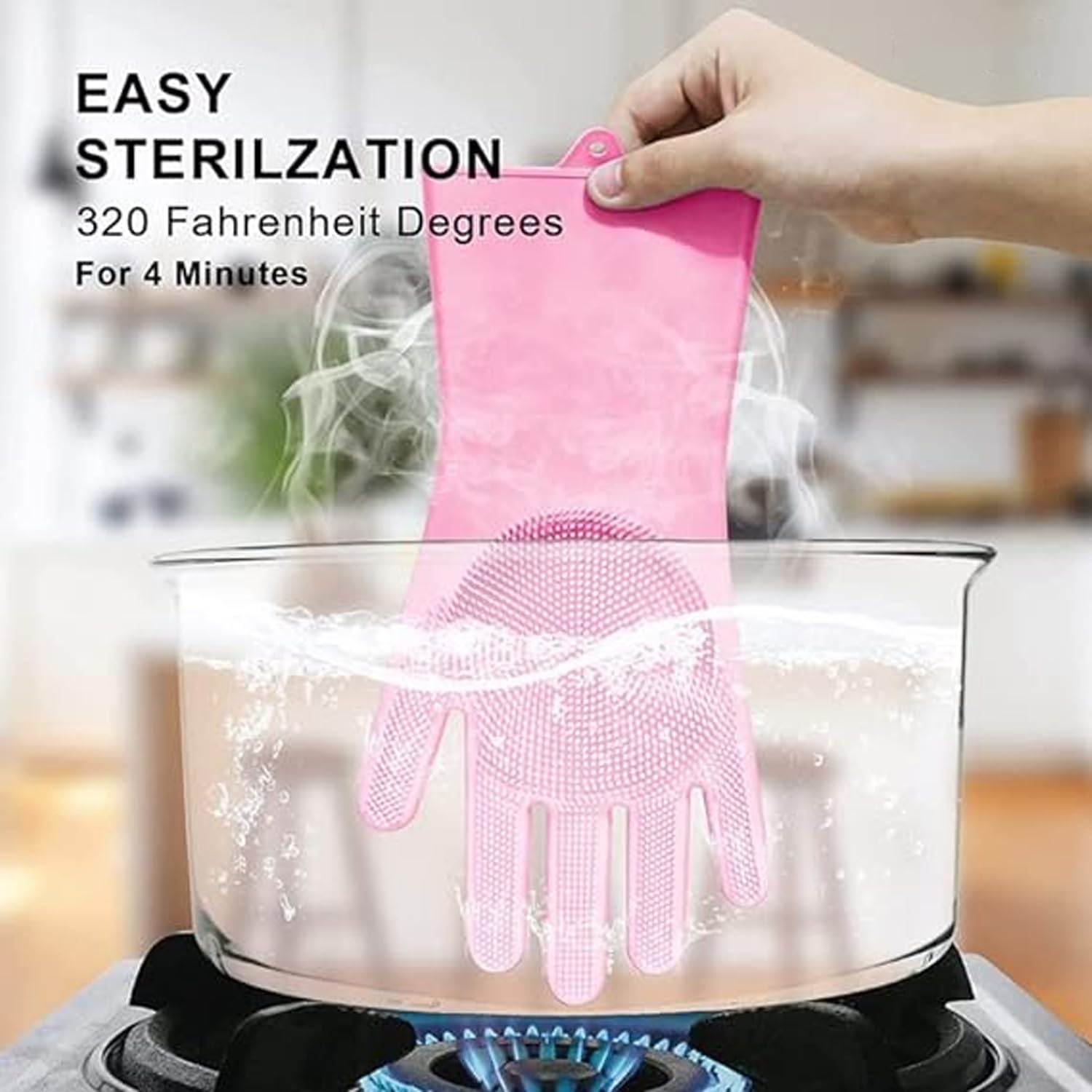 JASMINE & GLORY Magic Silicone Dishwashing Gloves - Kitchen Cleaning & Pet Grooming Gloves for Dishes, Cars, Bathroom - Durable, Multi-Color, Pack of 1 - Perfect for Household Chores & Pet Care