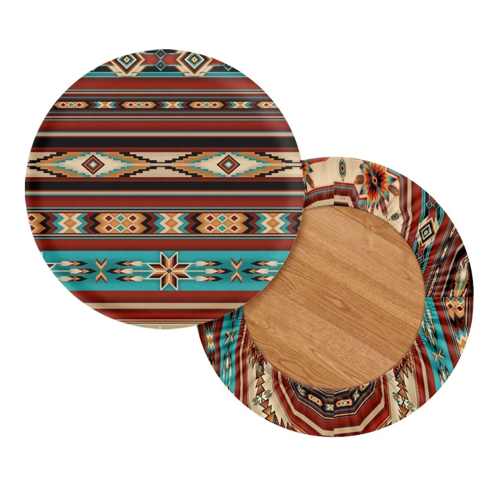 Aztec Tribal Elastic Round Bar Stool Covers - Durable Stretchy Circle Chair Dust Protectors - Easy to Install & Clean - Perfect for Kitchen, Pub & Home Decor