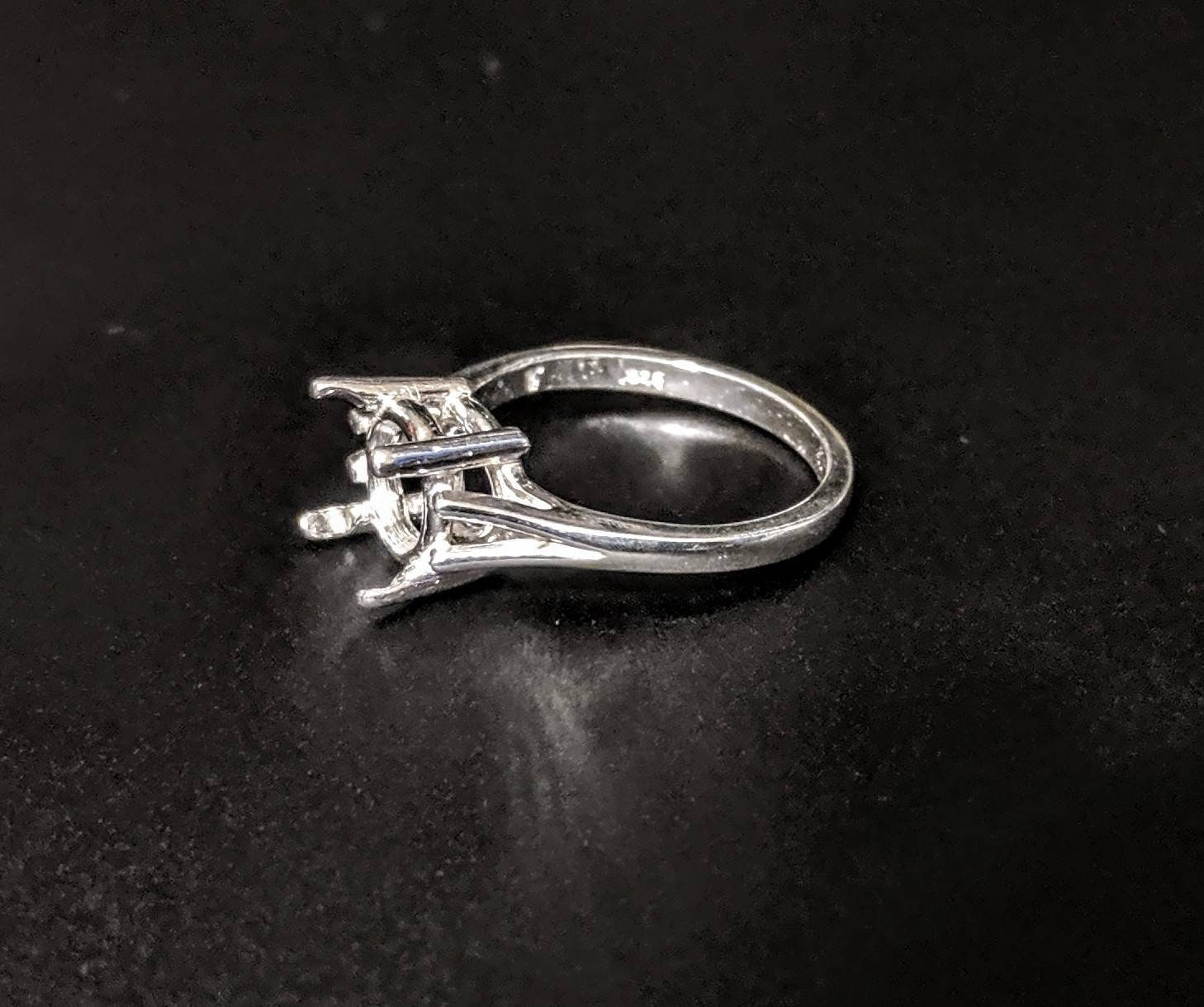 Sterling Silver 9mm-15mm Round 4 Prong Pre-Notched Blank Ring Shank Setting - Size 7 (163-496) - Perfect for Jewelry Making, DIY Crafting & Engagement Ring Designs