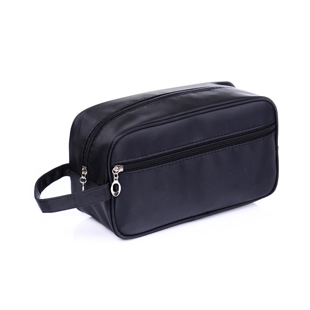 WINOMO Black Travel Toiletry Bag for Men & Women - Waterproof Cosmetic Organizer with Hanging Hook - Perfect for Camping, Gym, Business Trips & Vacation Essentials Storage