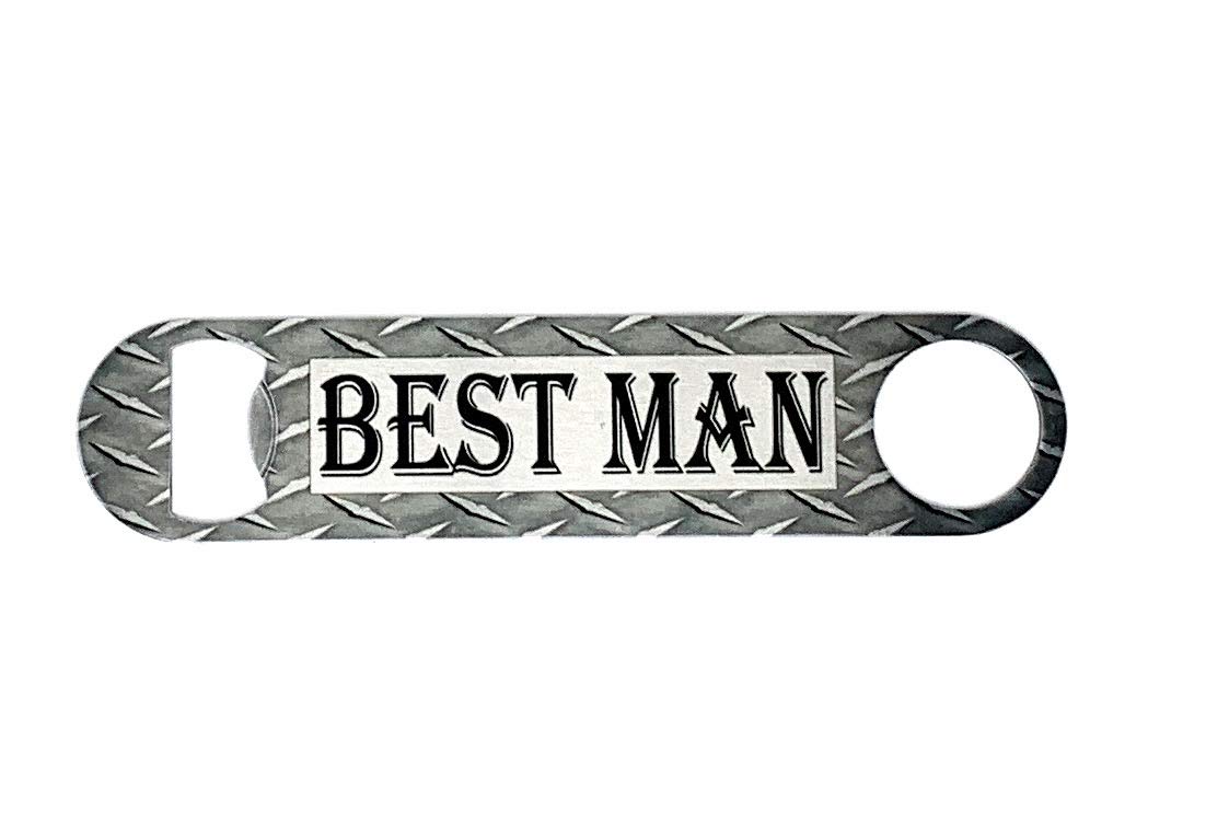 Premium Metal Bottle Opener - Unique Groomsmen & Best Man Proposal Gift for Weddings - Engraved Diamond Plate Design by Daisy Lane - Perfect for Bachelor Parties, Wedding Receptions & Man Cave Decor