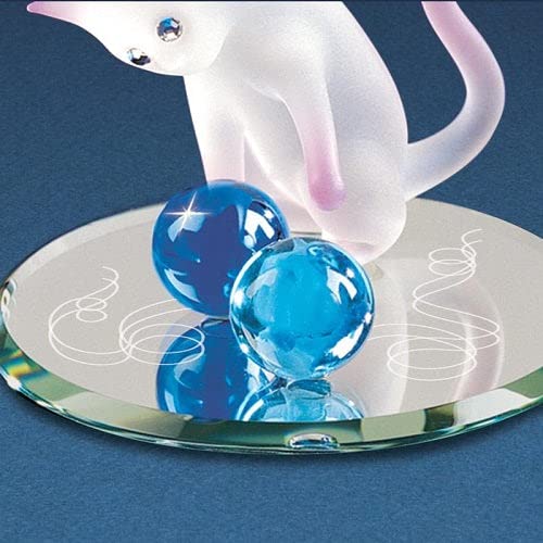 Glass Baron Curious Cat Figurine - Handcrafted Glass Cat Statue for Home Decor, Gift & Collectible | Perfect for Bookshelf, Office Desk & Cat Lover Gifts