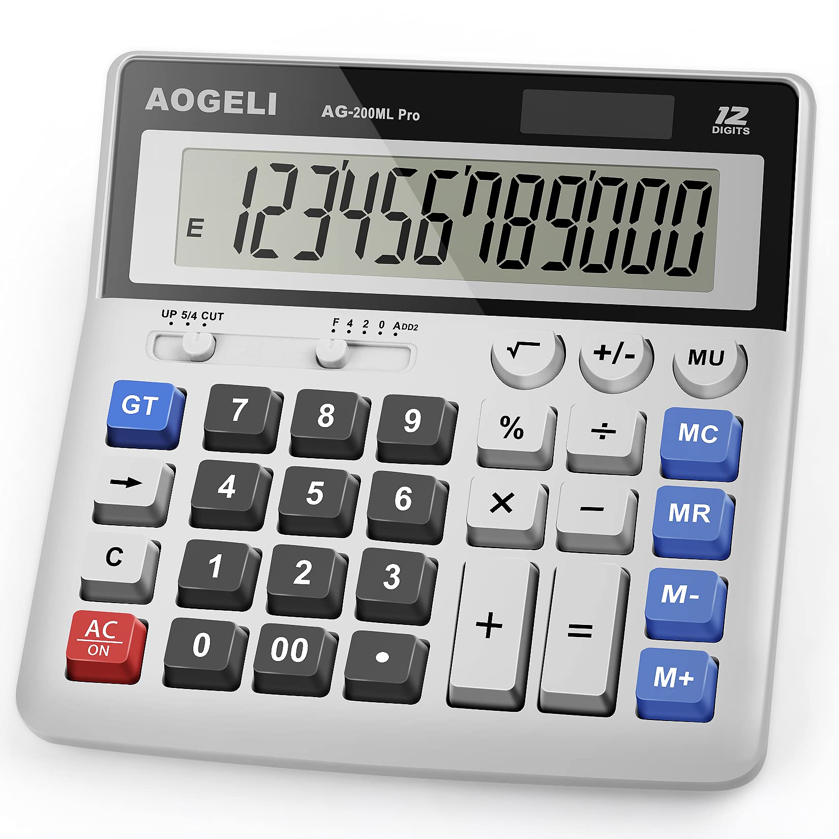 12-Digit Desktop Calculator with Large Display - Solar & Battery Powered, Big Buttons for Easy Use - Perfect for Office, School, and Home Accounting Tasks