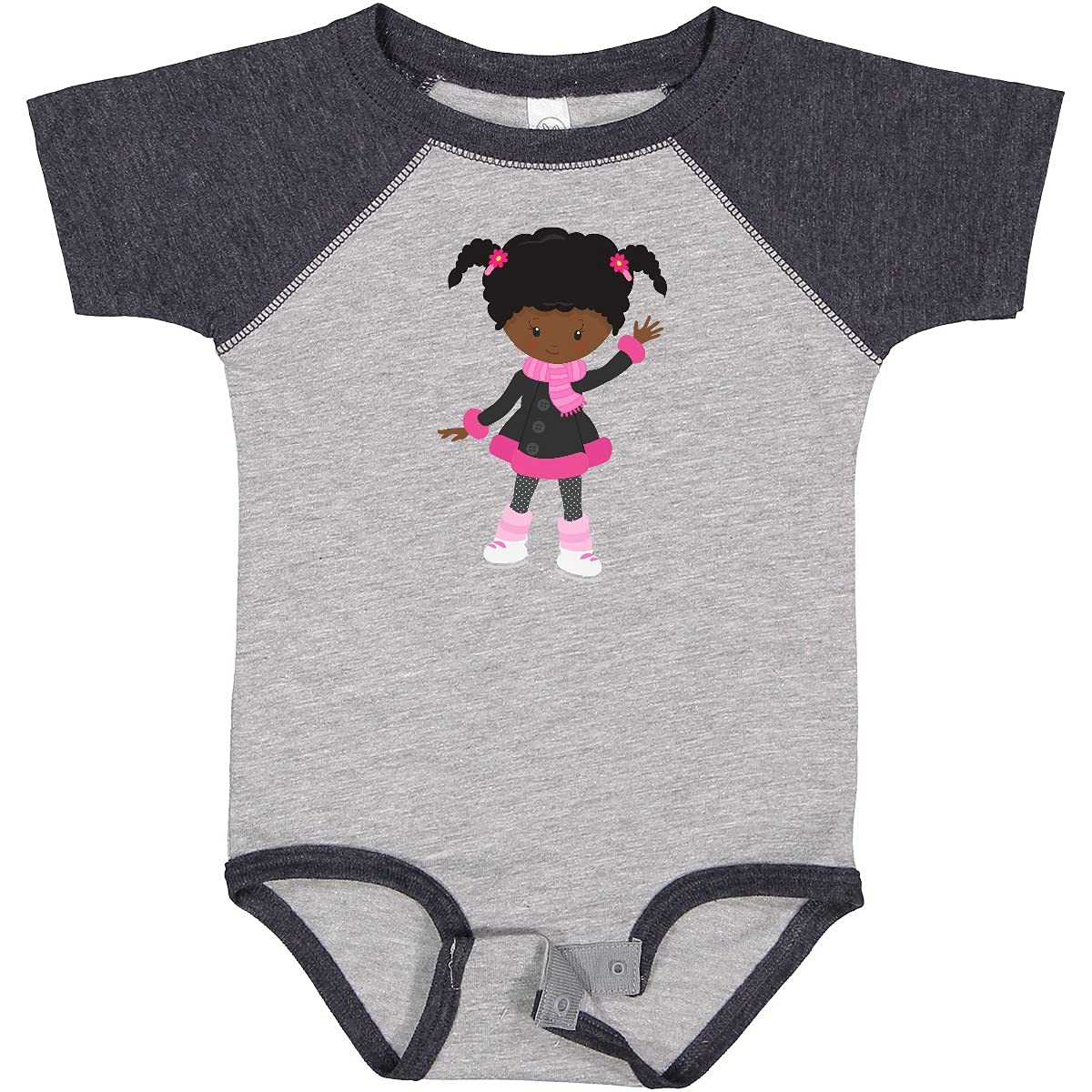 Inktastic African American Girl Ice Skating Baby Bodysuit - Cute Outfit for Toddlers, Infants & Newborns - Perfect for Winter Sports, Ice Rink Adventures & Playdates