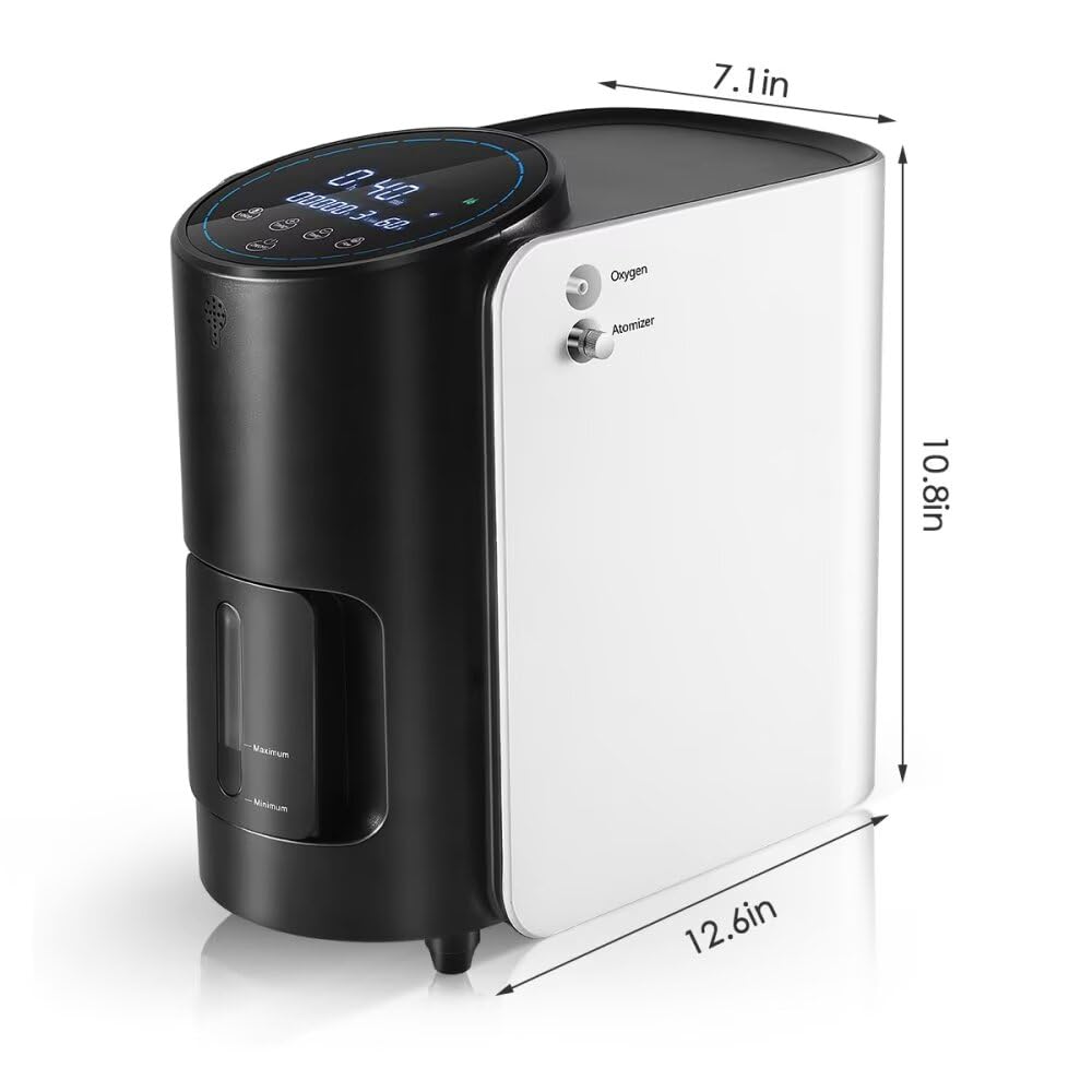 1-7L Portable Oxygen Concentrator for Home Use - Timer Function & Complete Accessories Set - Ideal for Travel, Sleep Apnea & Respiratory Therapy