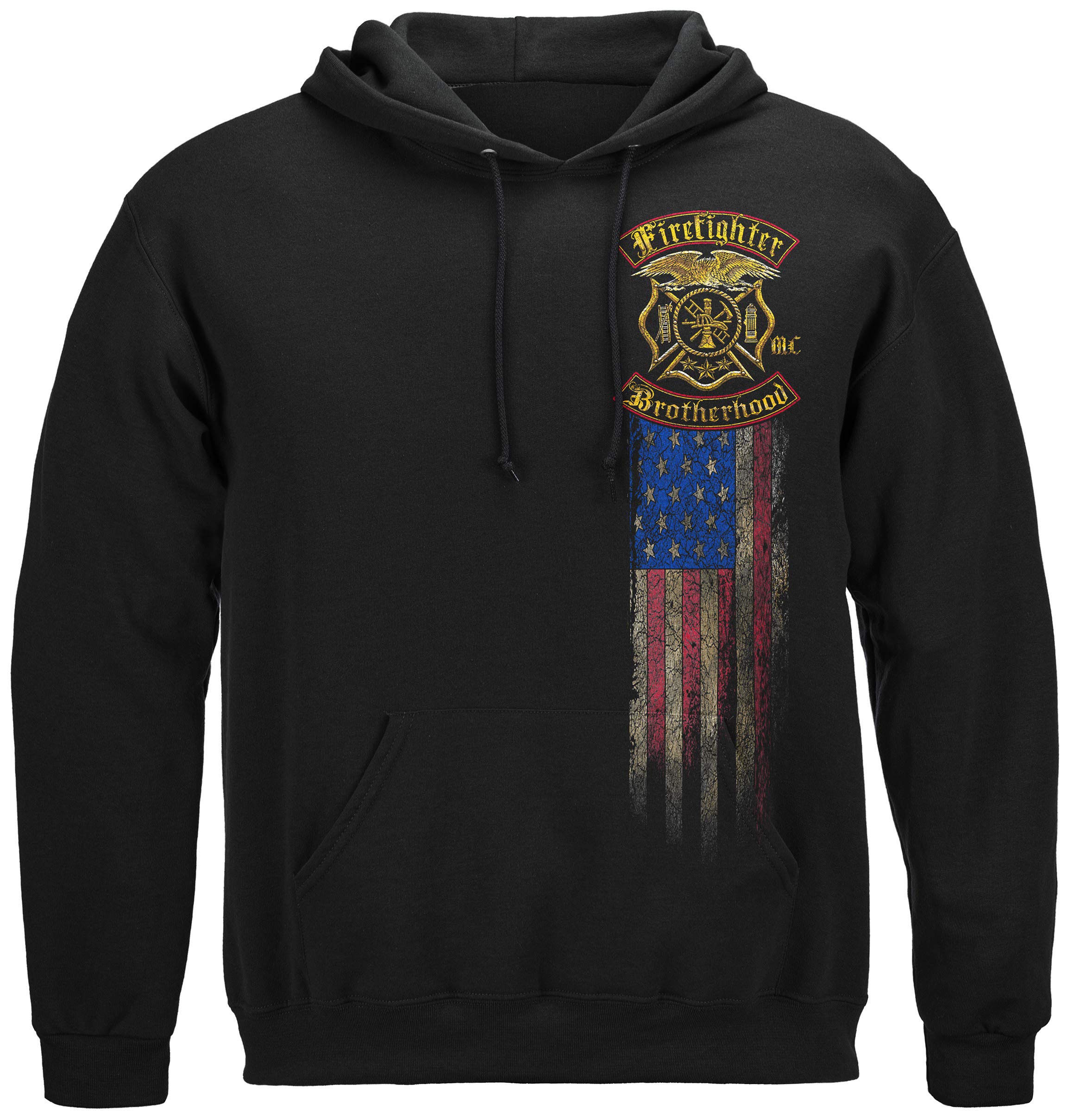 Erazor Bits Firefighter Hooded Sweatshirt - Double Flag Design FF2240SW - Comfortable Workwear for Firefighters & First Responders