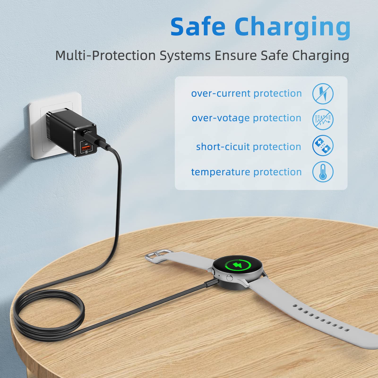 Fast Charging USB-C Galaxy Watch 7/6/5 Charger Dock - Compatible with Samsung Galaxy Watch 7 Ultra/6 Classic/5 Pro - Aluminum Case Replacement Charger (3.3ft/1m Cable) - Perfect for Home, Office & Travel Charging