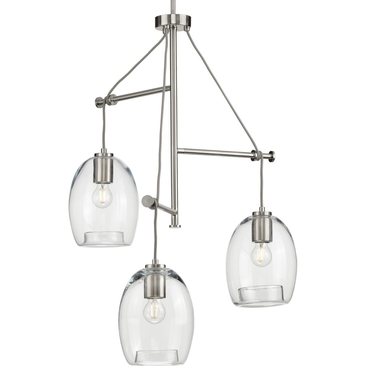 Caisson Collection Three Light Clear Glass Pendant Light - Modern Ceiling Fixture for Dining Room, Kitchen Island & Living Room Lighting