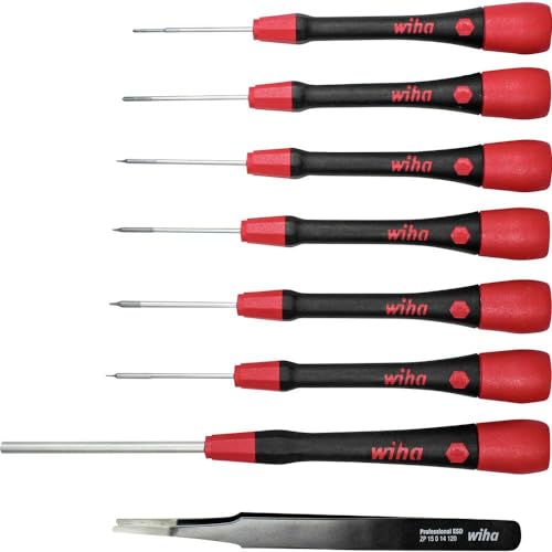 Wiha PicoFinish 42995 Precision Screwdriver Set - 8-Piece Repair Kit for Smartphones, Tablets, Laptops, Gaming Consoles, Cameras, Watches & Eyeglasses | Ideal for Apple iPhone, Electronics Repair & DIY Model Building | Perfect for Home, Office & Professional Technicians