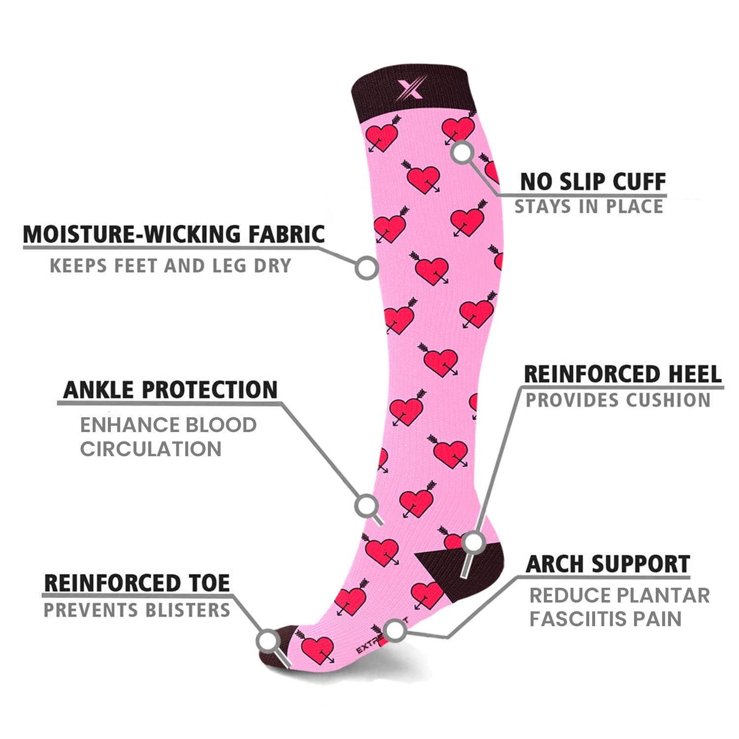 Extreme Fit Compression Socks Knee High - Best for Running, Sports & Pregnancy Relief - 3 Pairs Set - Perfect for Marathon Training, Post-Workout Recovery & Maternity Support