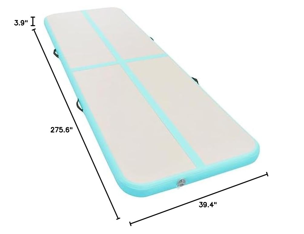 Inflatable Air Track Mat for Gymnastics, Tumbling & Training - Heavy Duty PVC with Electric Pump - Perfect for Home Gym, Cheerleading & Parkour Practice
